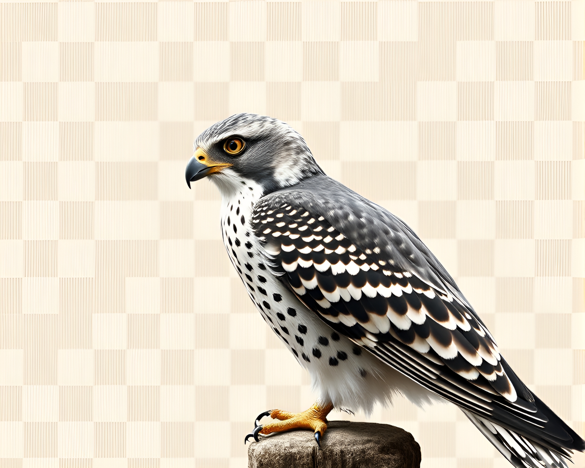 Checkered Falcon in Ivory Vignette – free AI stock image