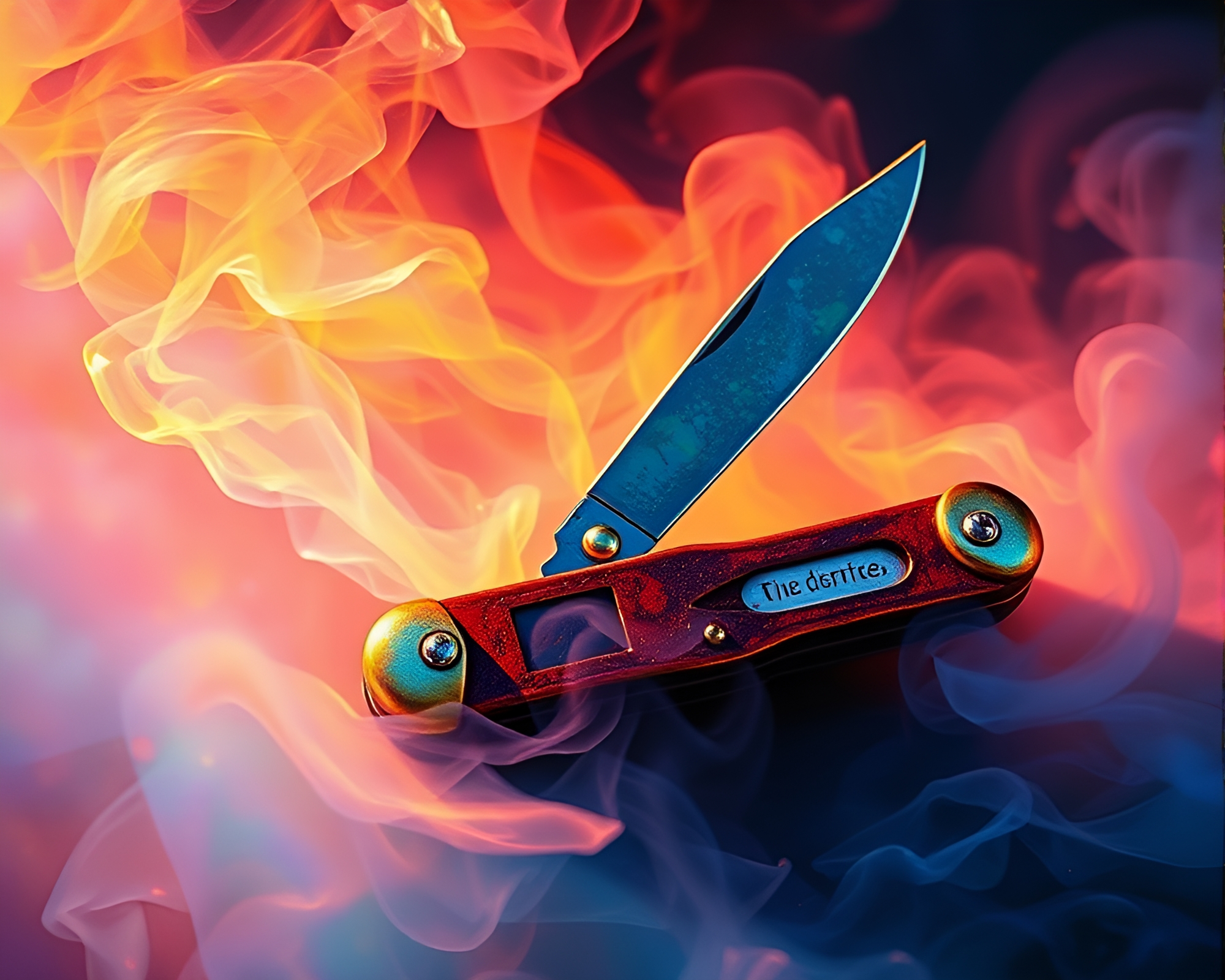 Rusty Pocketknife amidst Iridescent Steam Vapor – free AI stock image