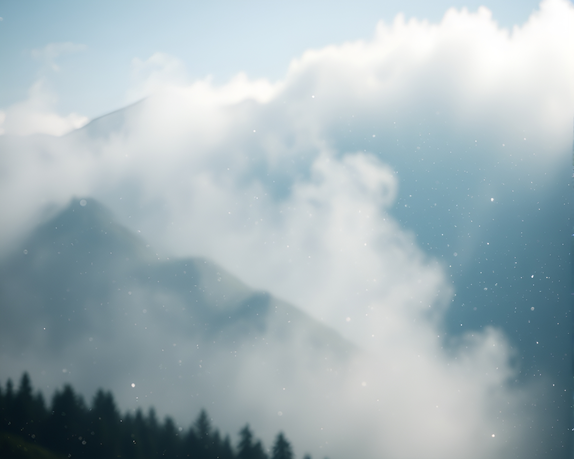 Mist-Shrouded Mountain: Stardust Shimmer – free AI stock image