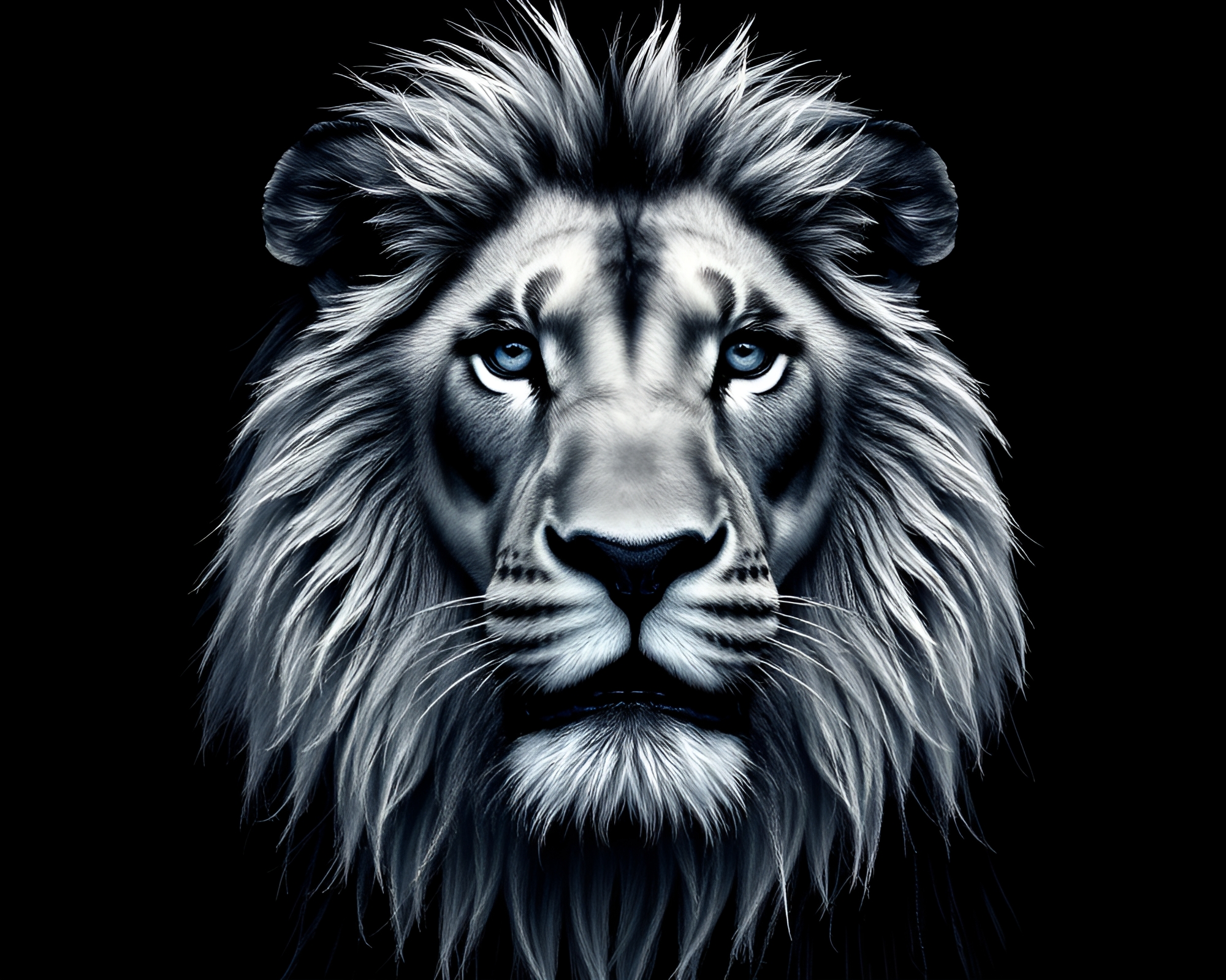 Lion King Beadwork in Monochrome Blue GAN Art – free AI stock image
