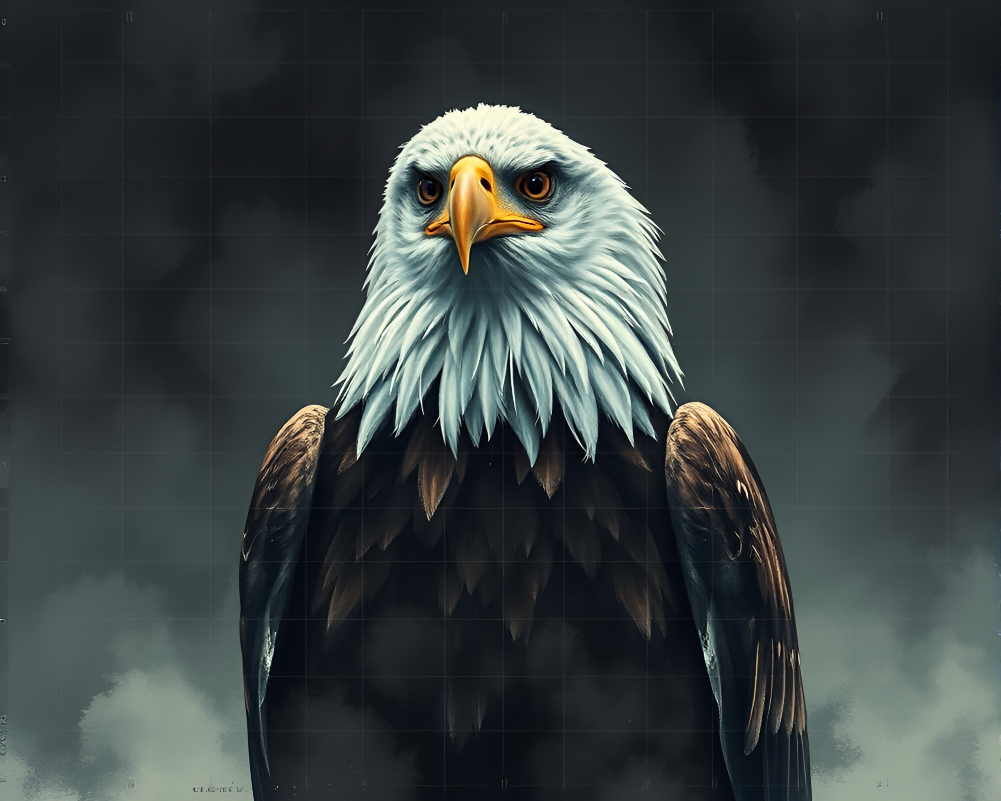 Majestic Eagle in Grid Gouache Painting – free AI stock image