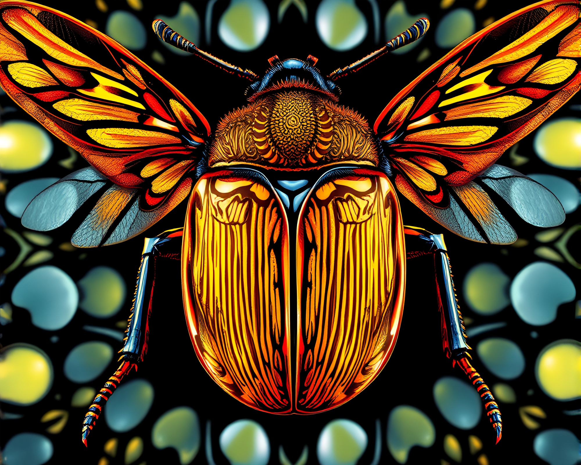Intricate Beetle in Crystal Clear Toon Shade Composition – free AI stock image
