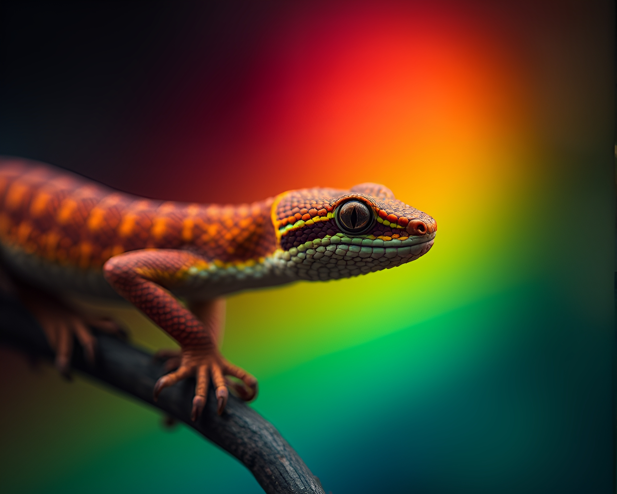 Pixel Art Basilisk with Rainbow Spectrum Light – free AI stock image