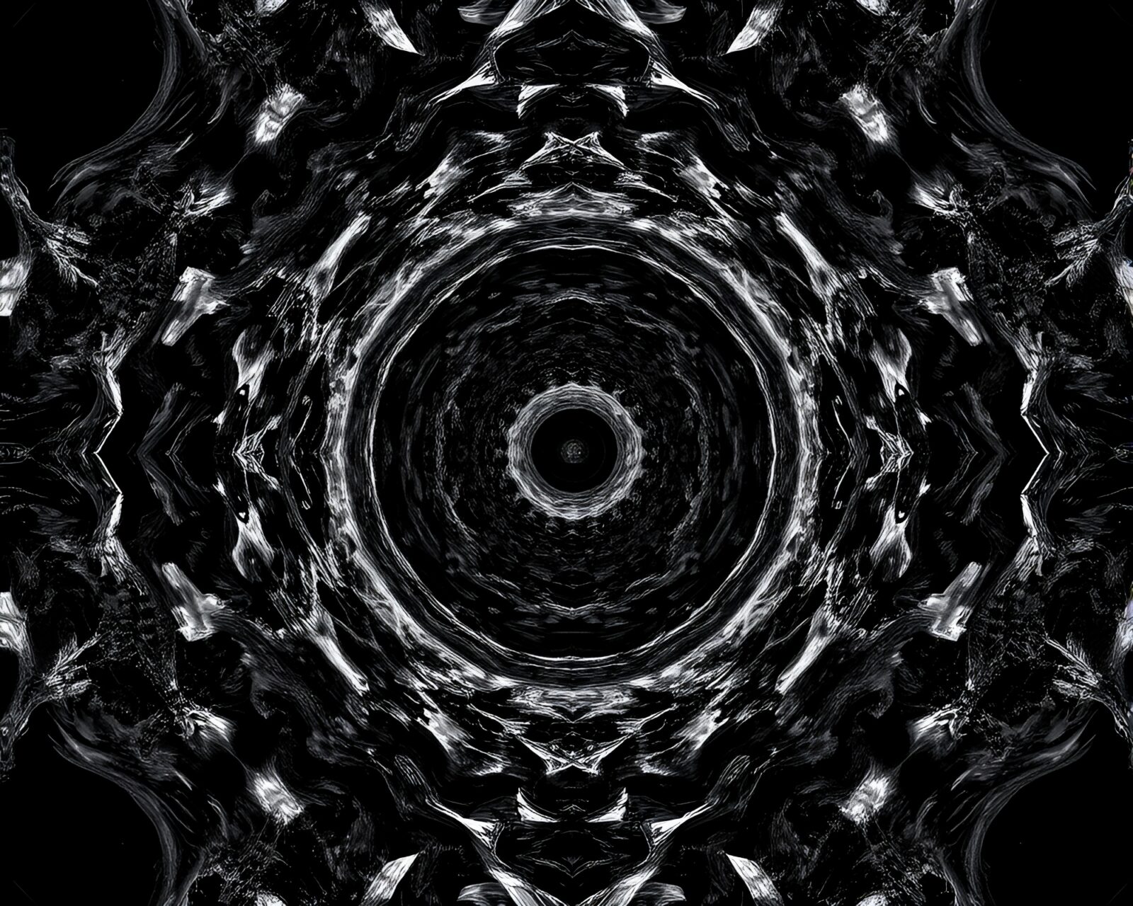 Dark wormhole generator with shimmering fractal reflections