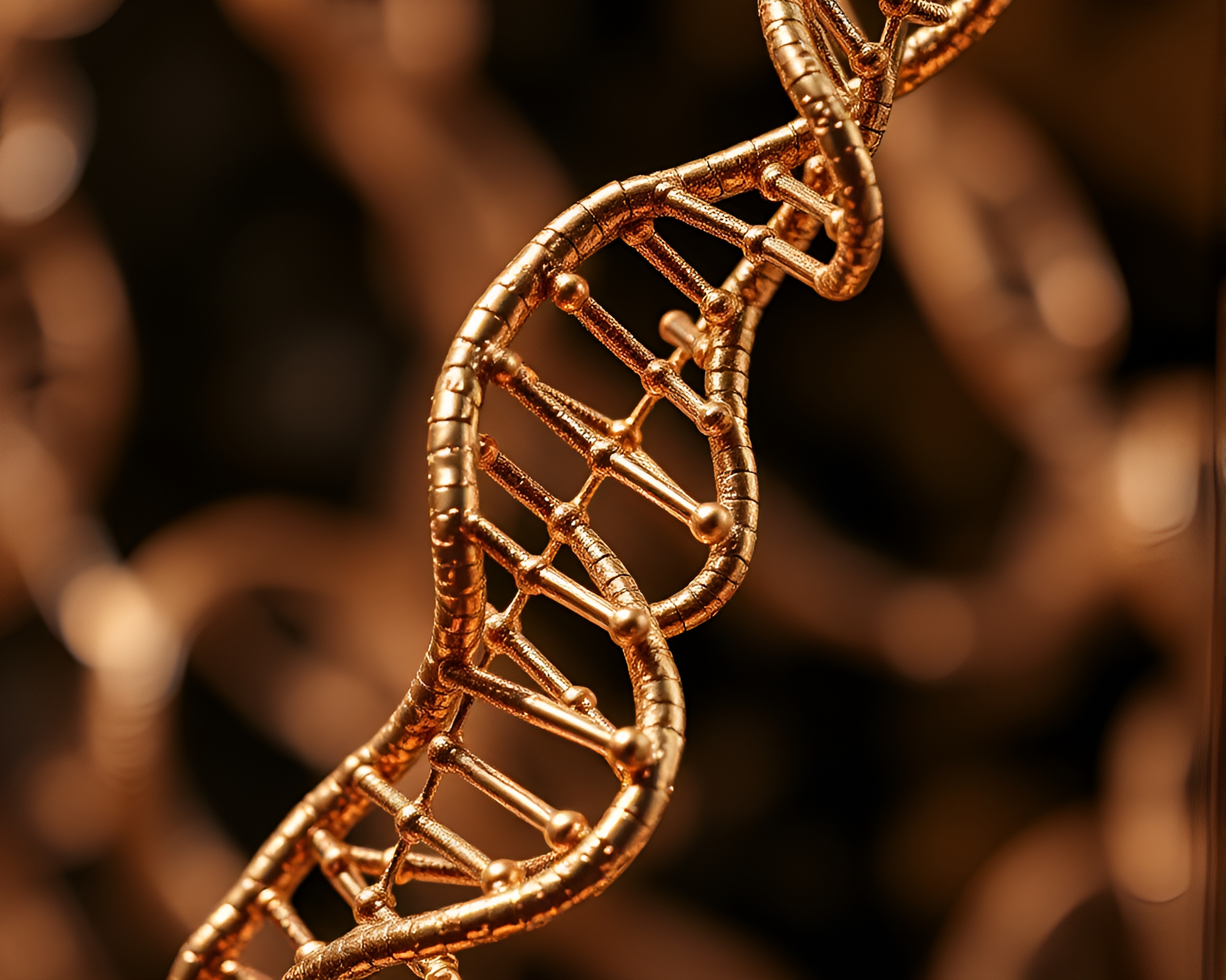Ethereal Bronze DNA Helix Op Art Composition – free AI stock image