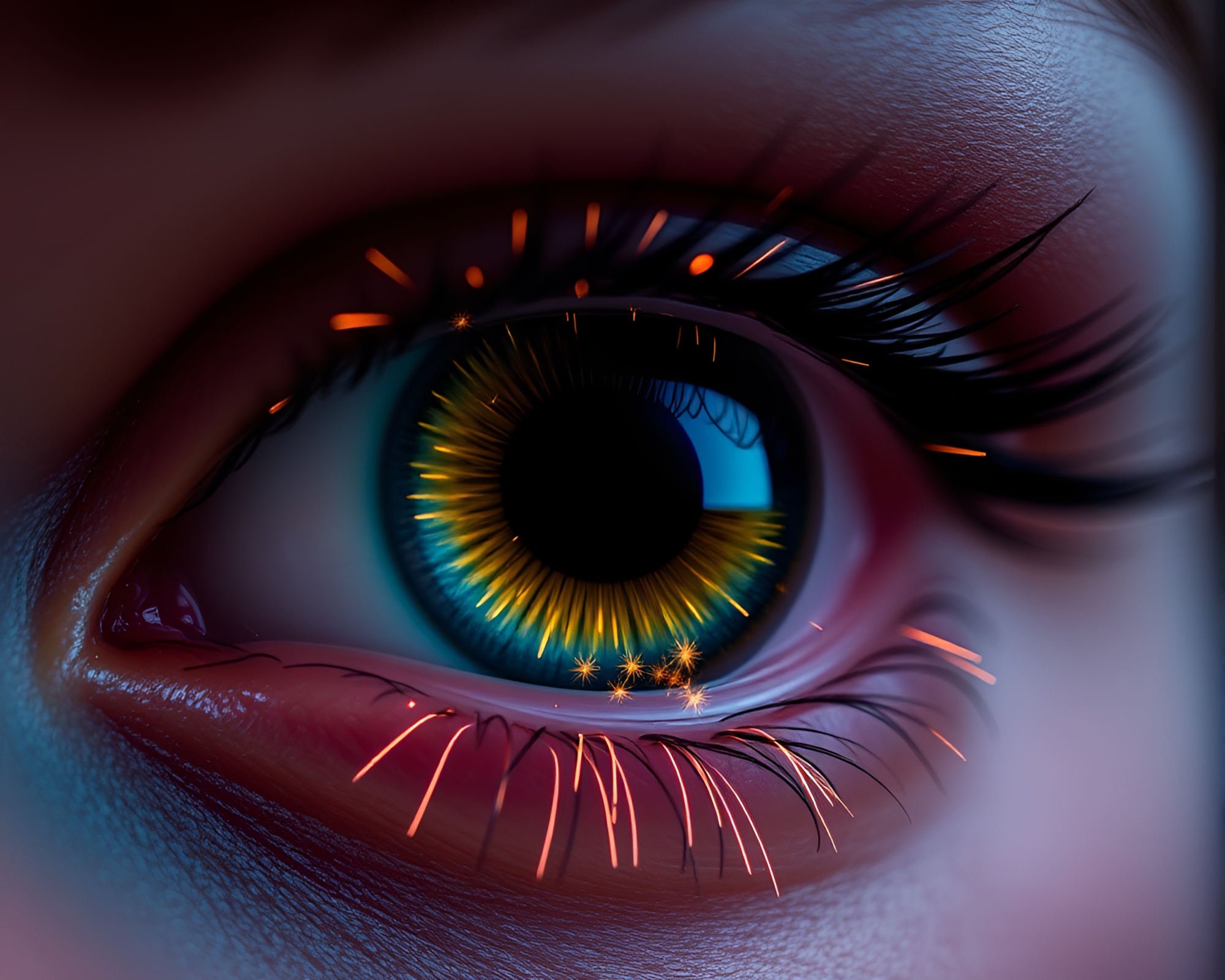 Sparkler Trails Mesmerize in Pastel Smart Contact Lens Scene – free AI stock image