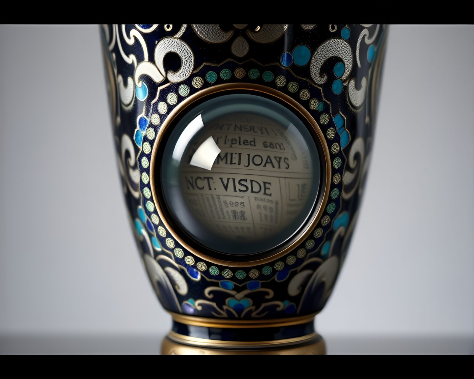 Elegant cloisonné vase with intricate silver leaf details