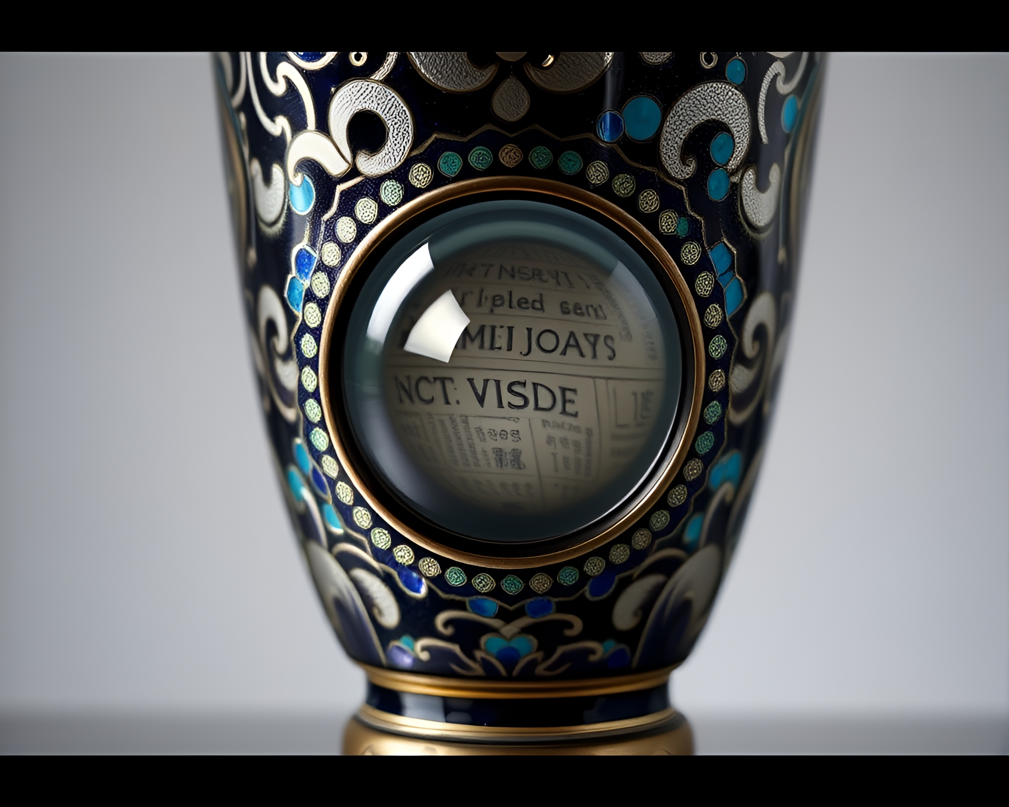 Silver Leaf Cloisonné Vase with Mosaic Pattern – free AI stock image