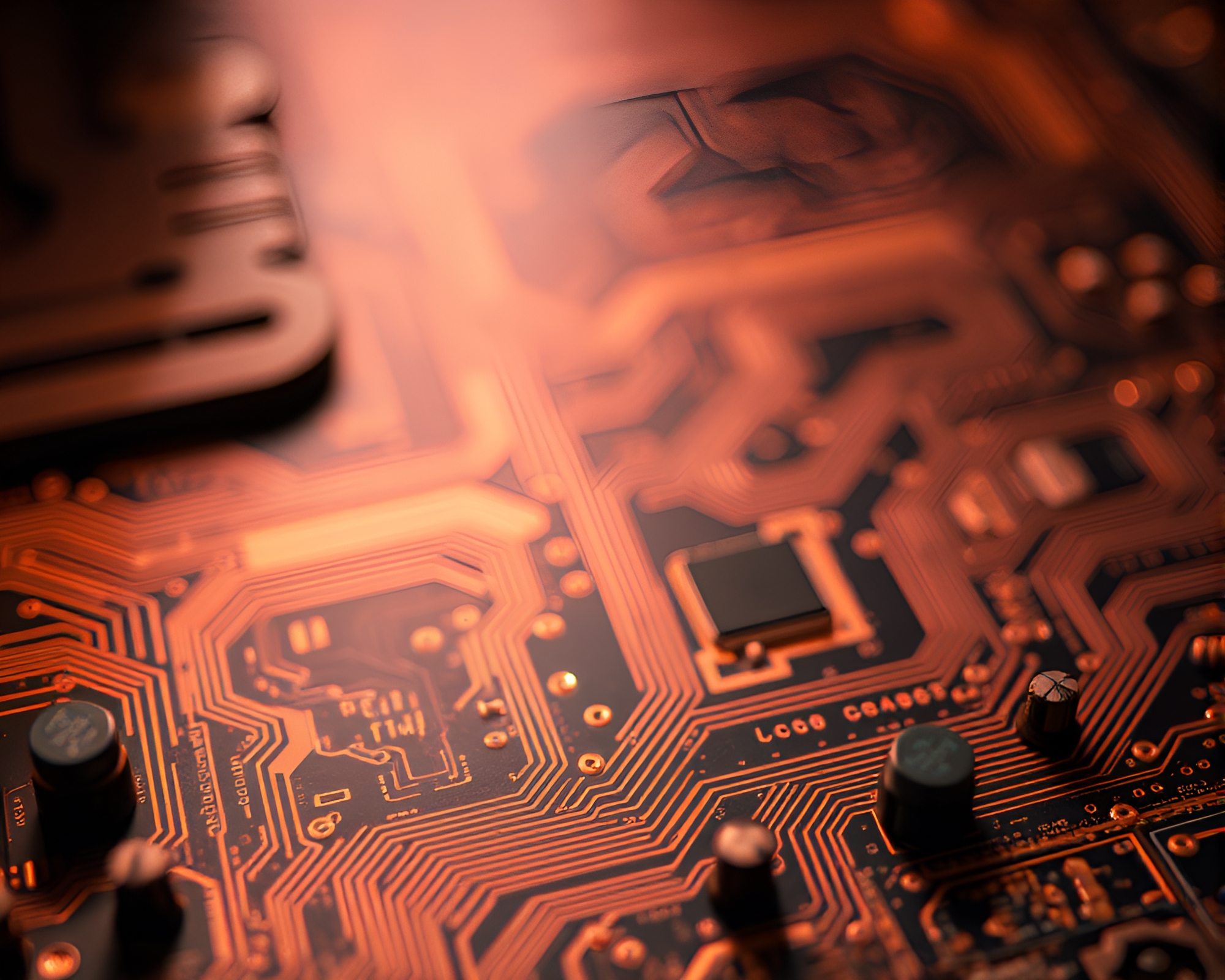 Circuit Board Cabin in Peachy Ambient Light – free AI stock image