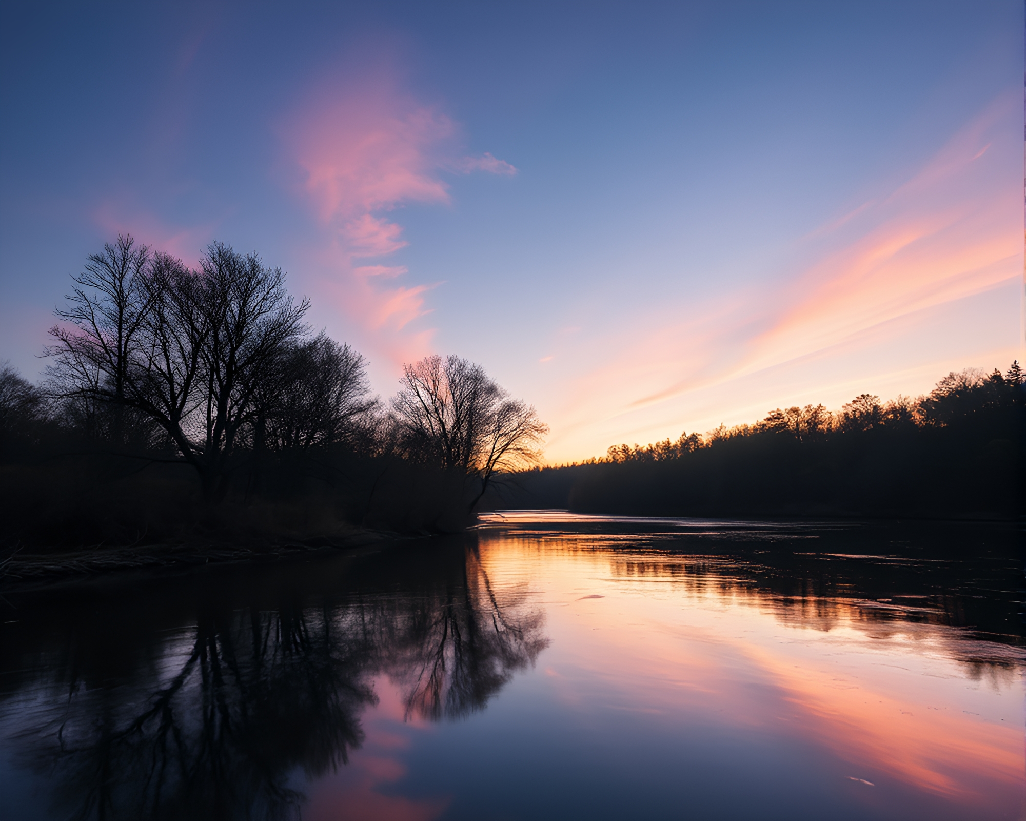Savage River Double Exposure Collage at Cool Dawn – free AI stock image