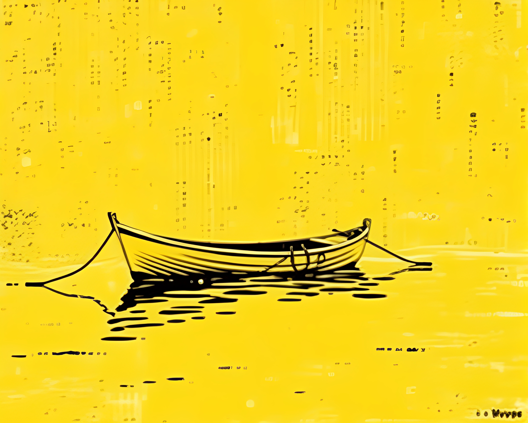 Cubist Hydrofoil Boat Linocut Print – free AI stock image