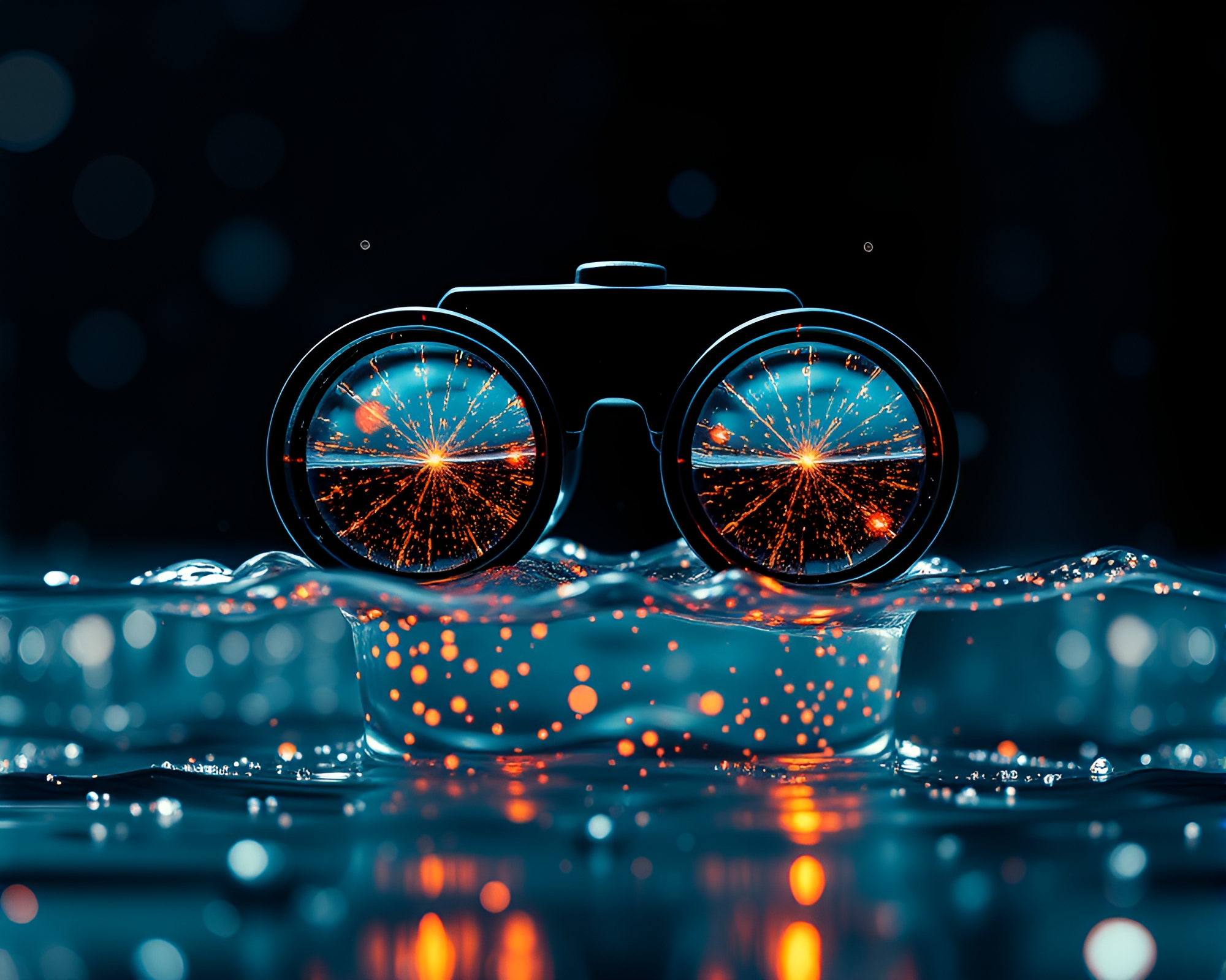 Distorted Water Reflection through 16-bit Binoculars – free AI stock image