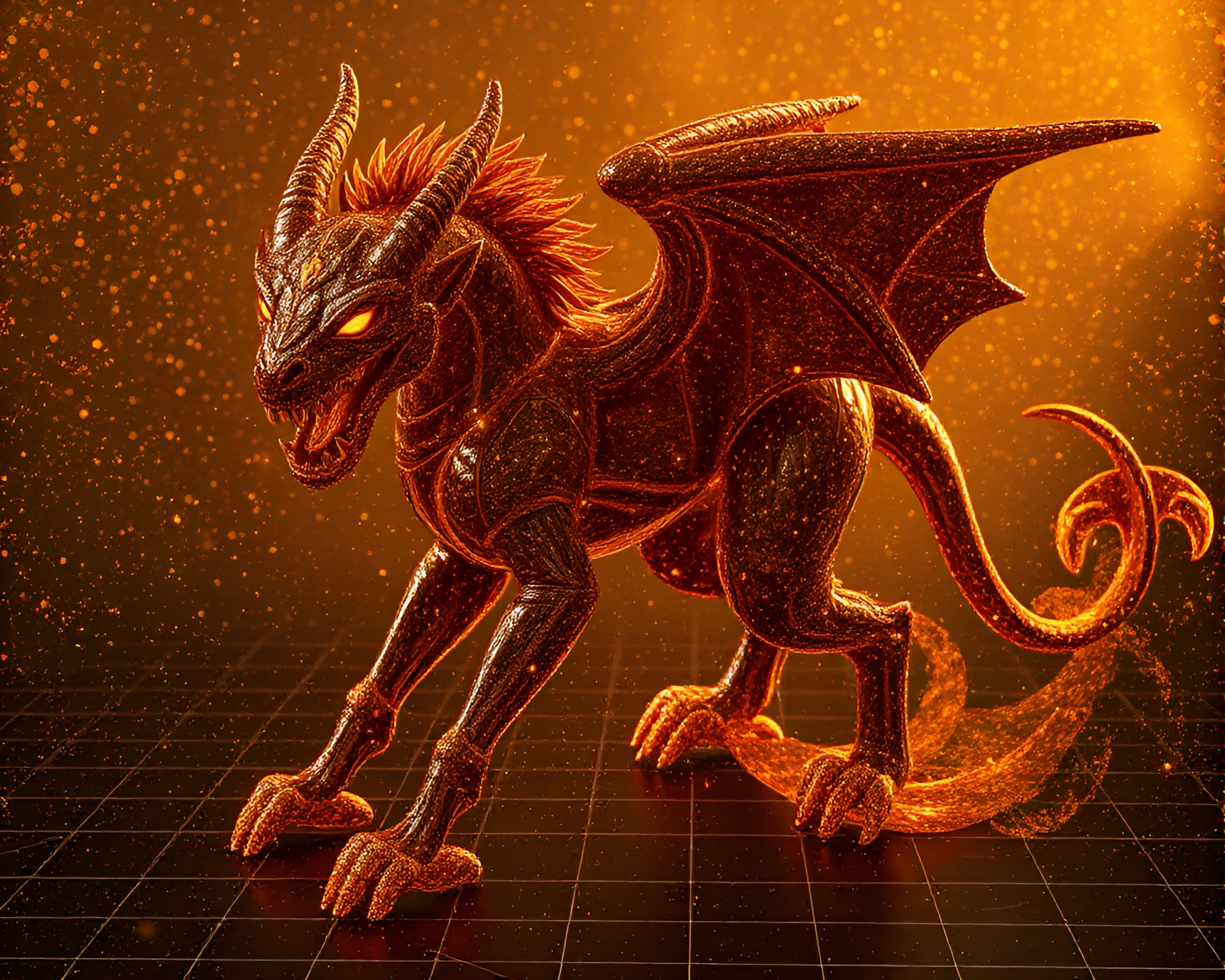 Cerberus’ Cloth Simulation in Stardust Starlit Grid Overlay – free AI stock image