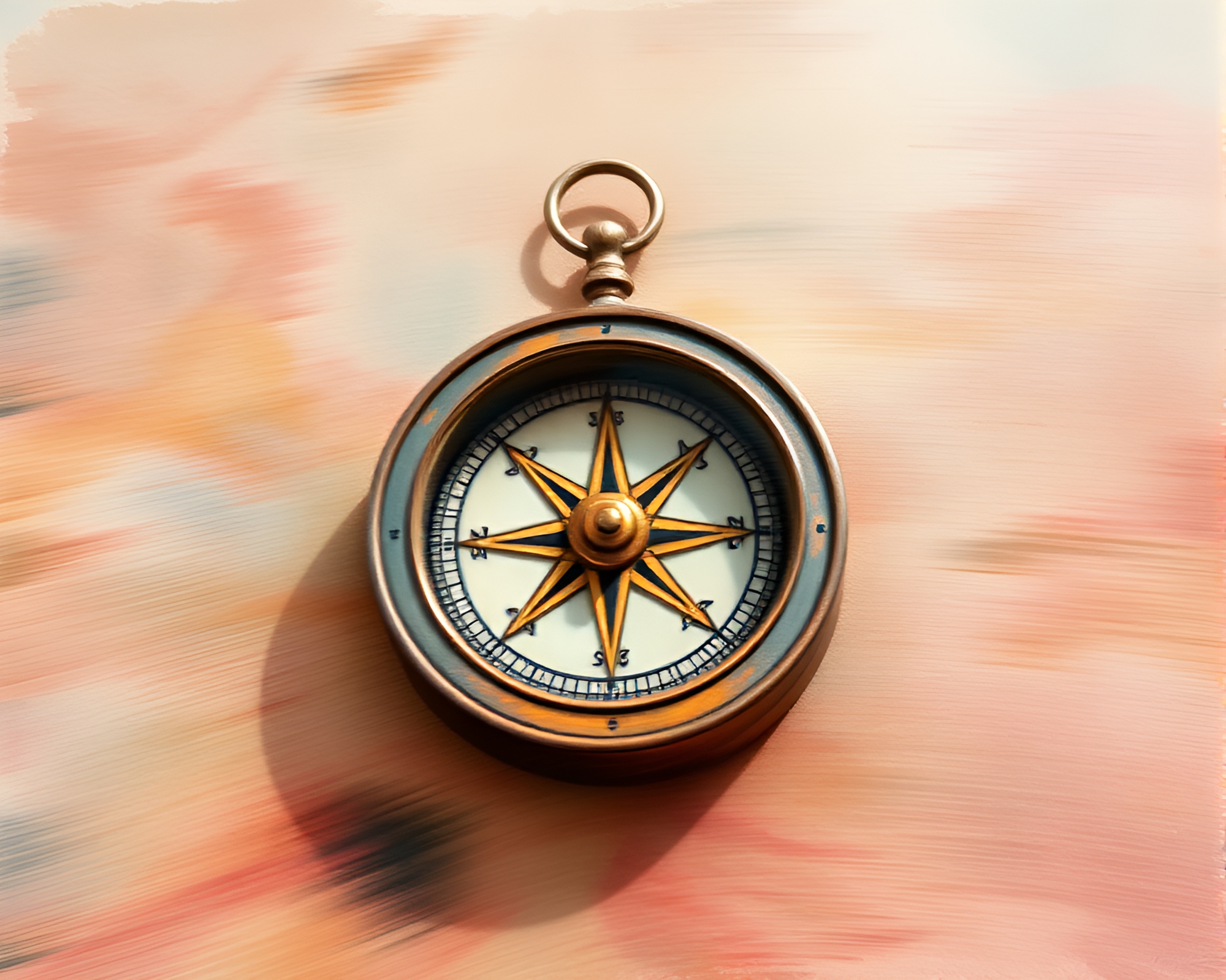 Antique Compass in Color Field Pan Motion Blur – free AI stock image