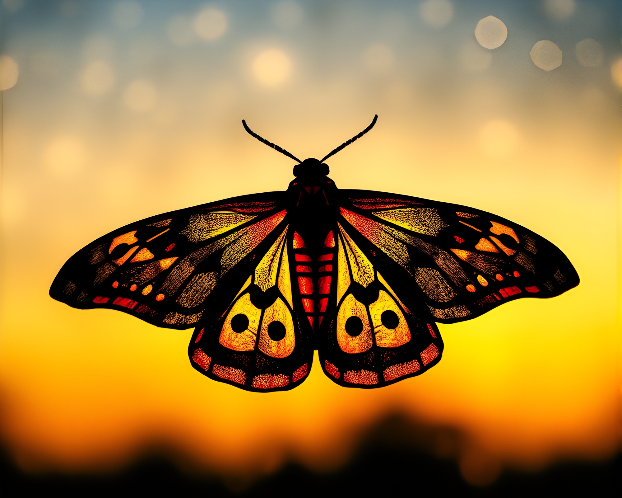 Moth in Stained Glass Twilight Dot Matrix – free AI stock image