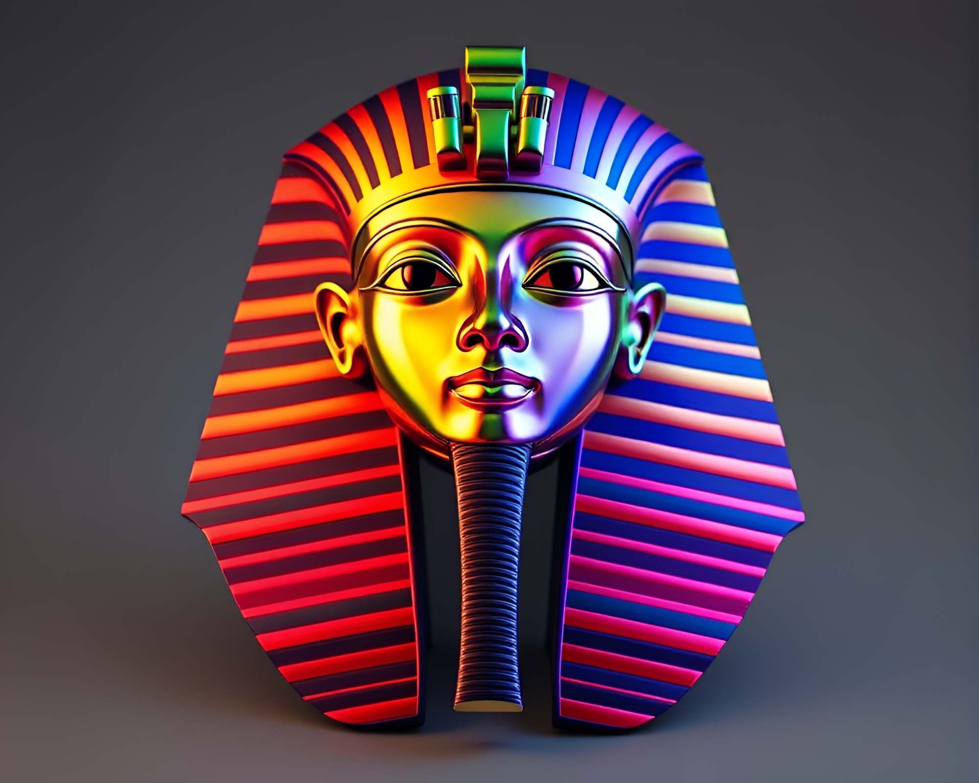 Ancient Pharaoh Mask in Rainbow Fabric Folds – free AI stock image