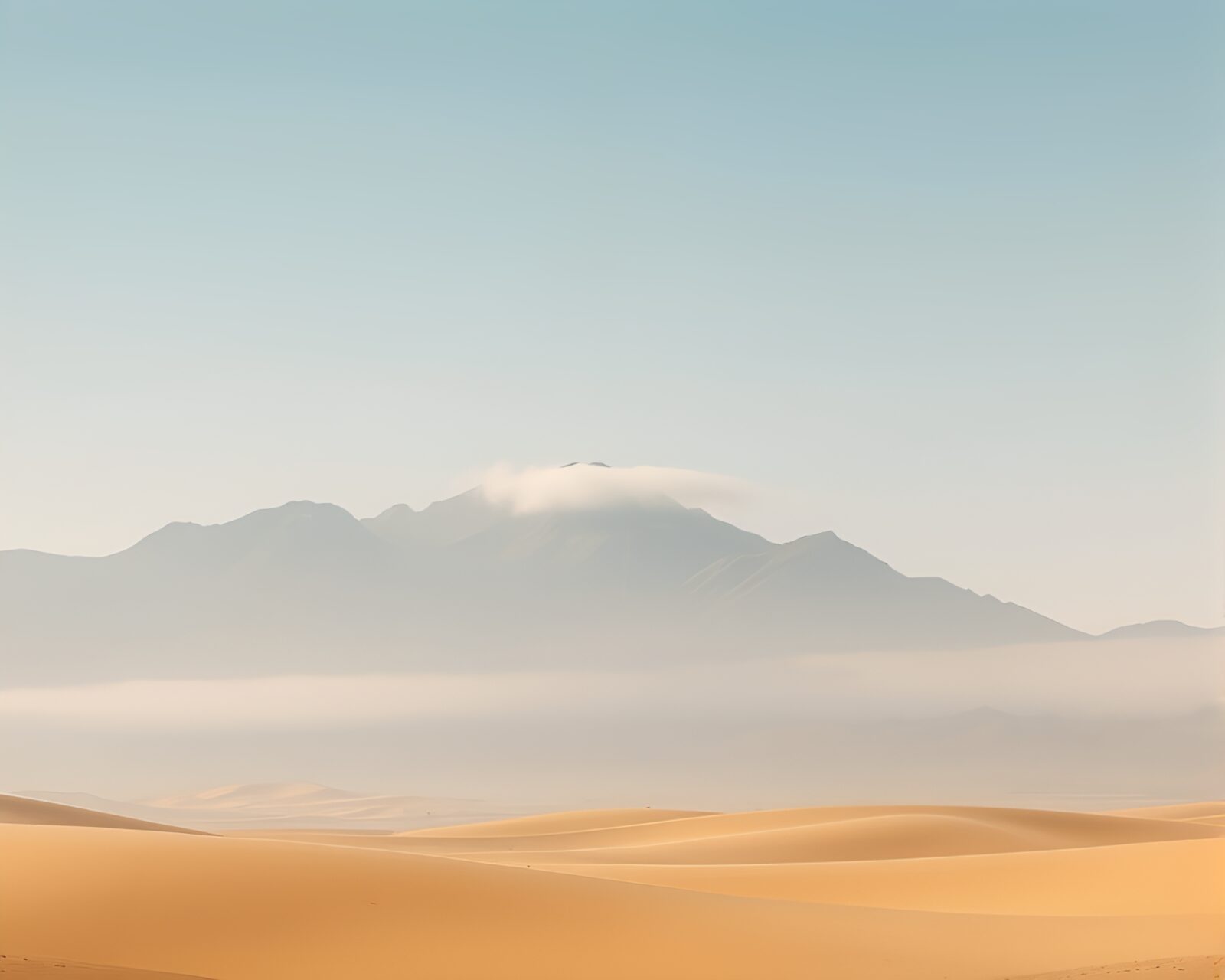 Soft focus background of misty mountain in desert