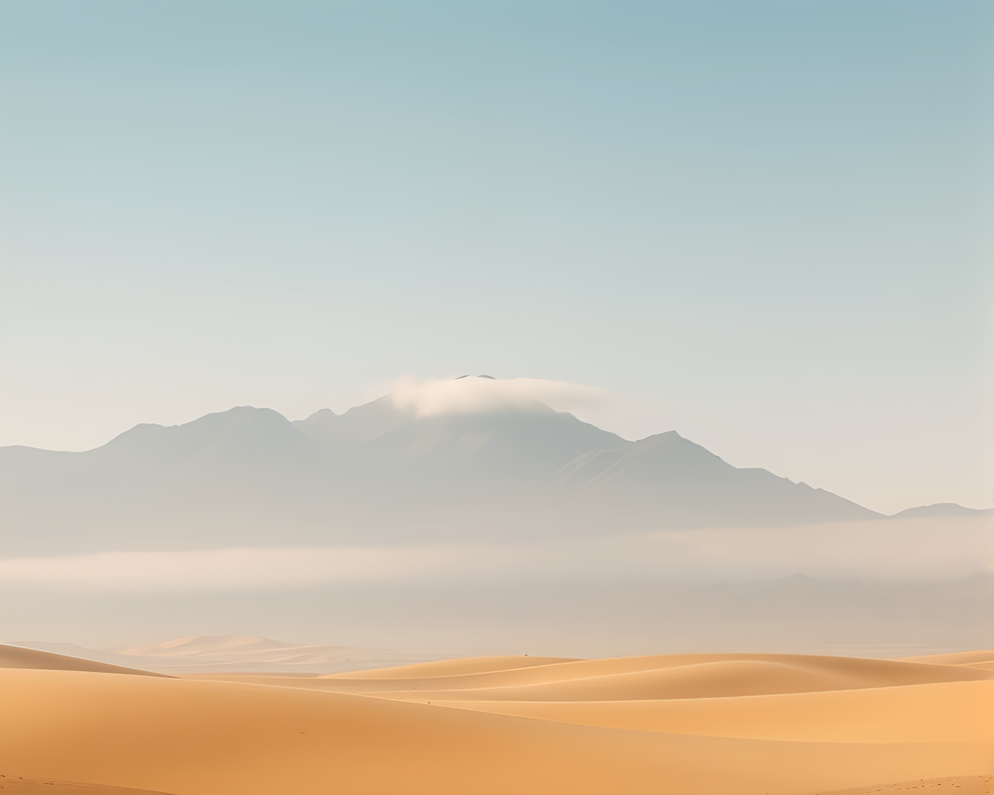 Mist-shrouded Mountain in Desert Hues – free AI stock image