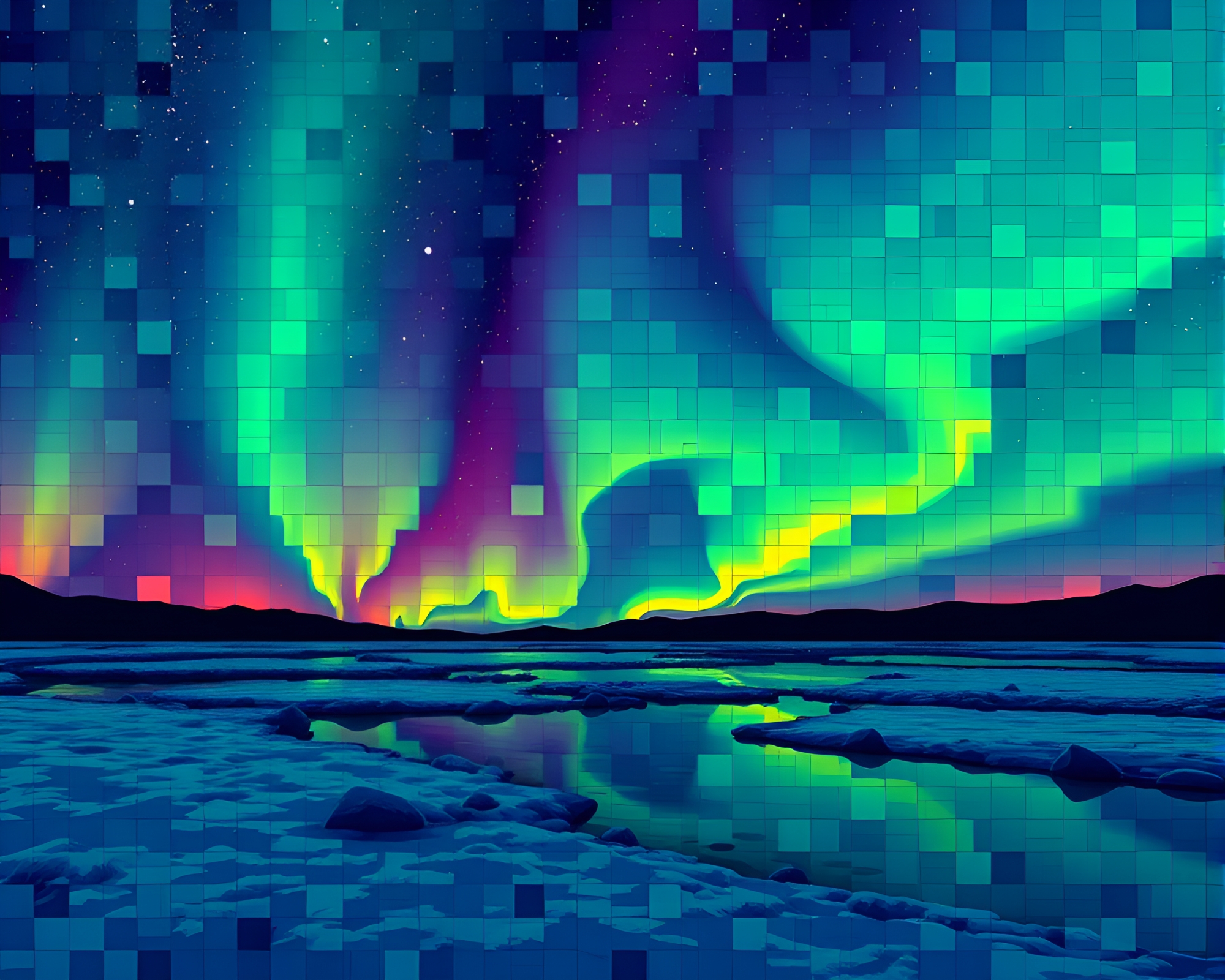 Aurora Borealis Mosaic Tiling Masterpiece – free AI stock image