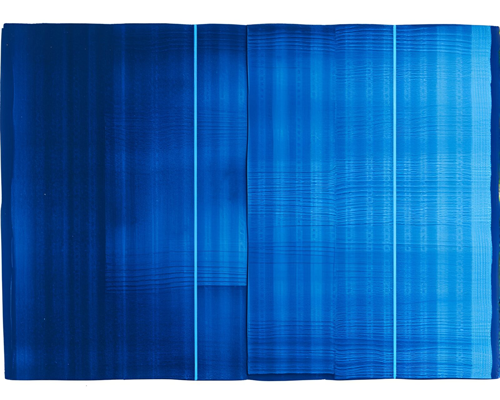 Vibrant Polaroid-style artwork of intricate binary code on textured canvas