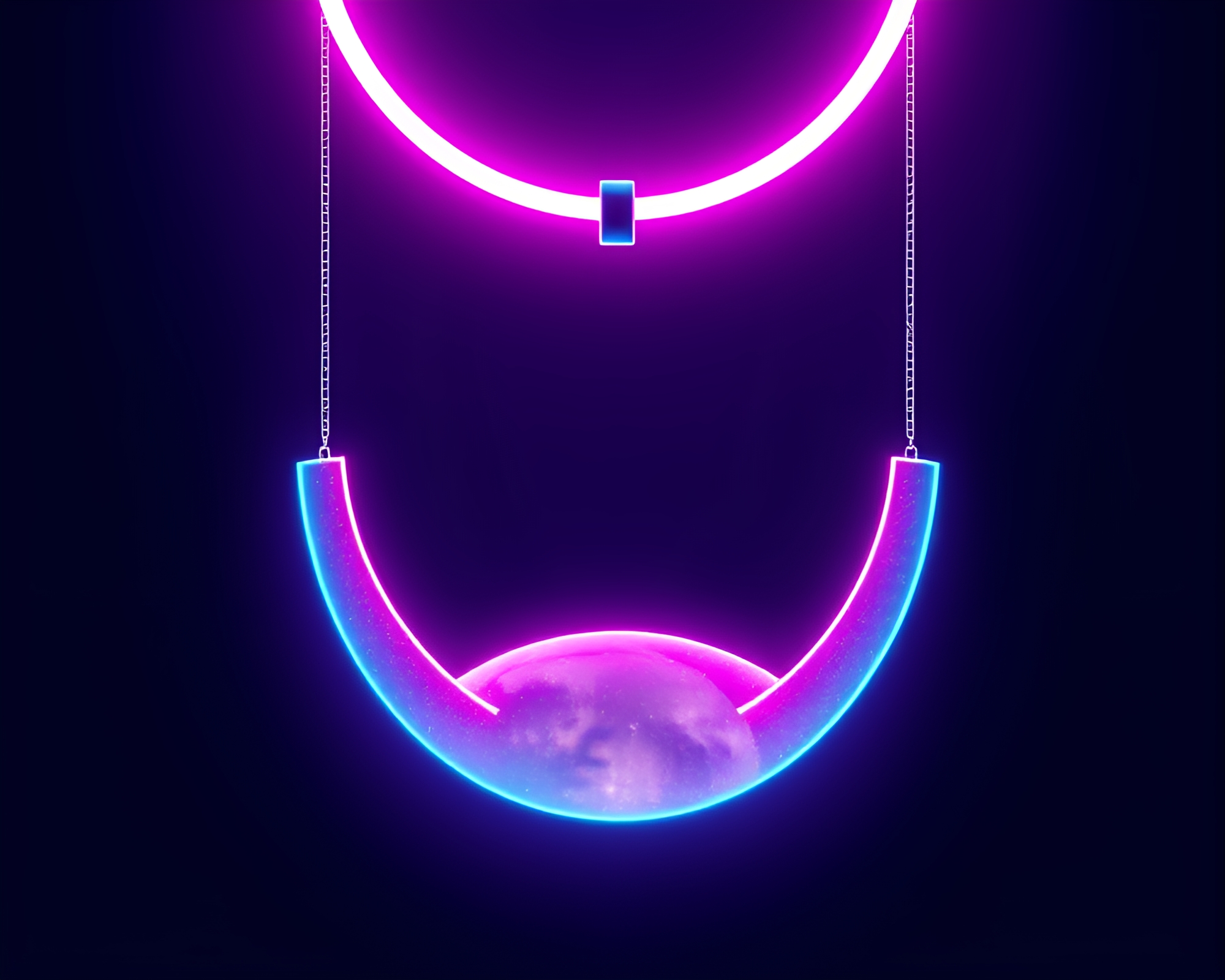 Glowing Necklace Reflections in Pastel Planetary Scene – free AI stock image