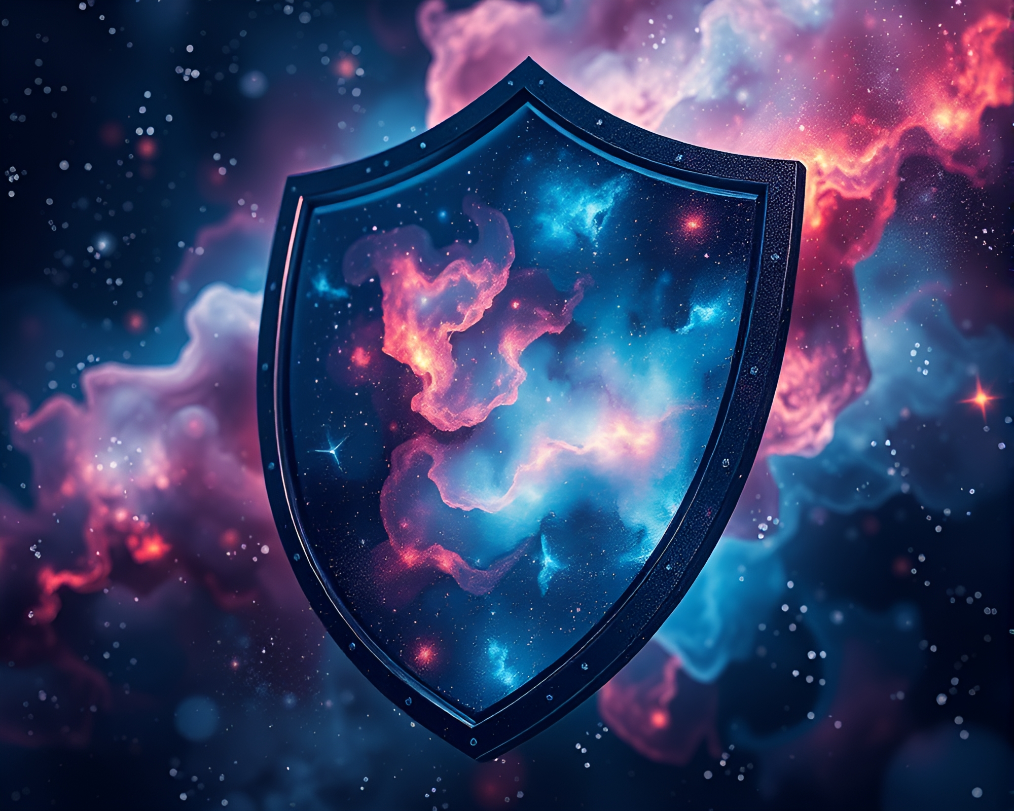Cosmic Shield in Cubist Hues – free AI stock image