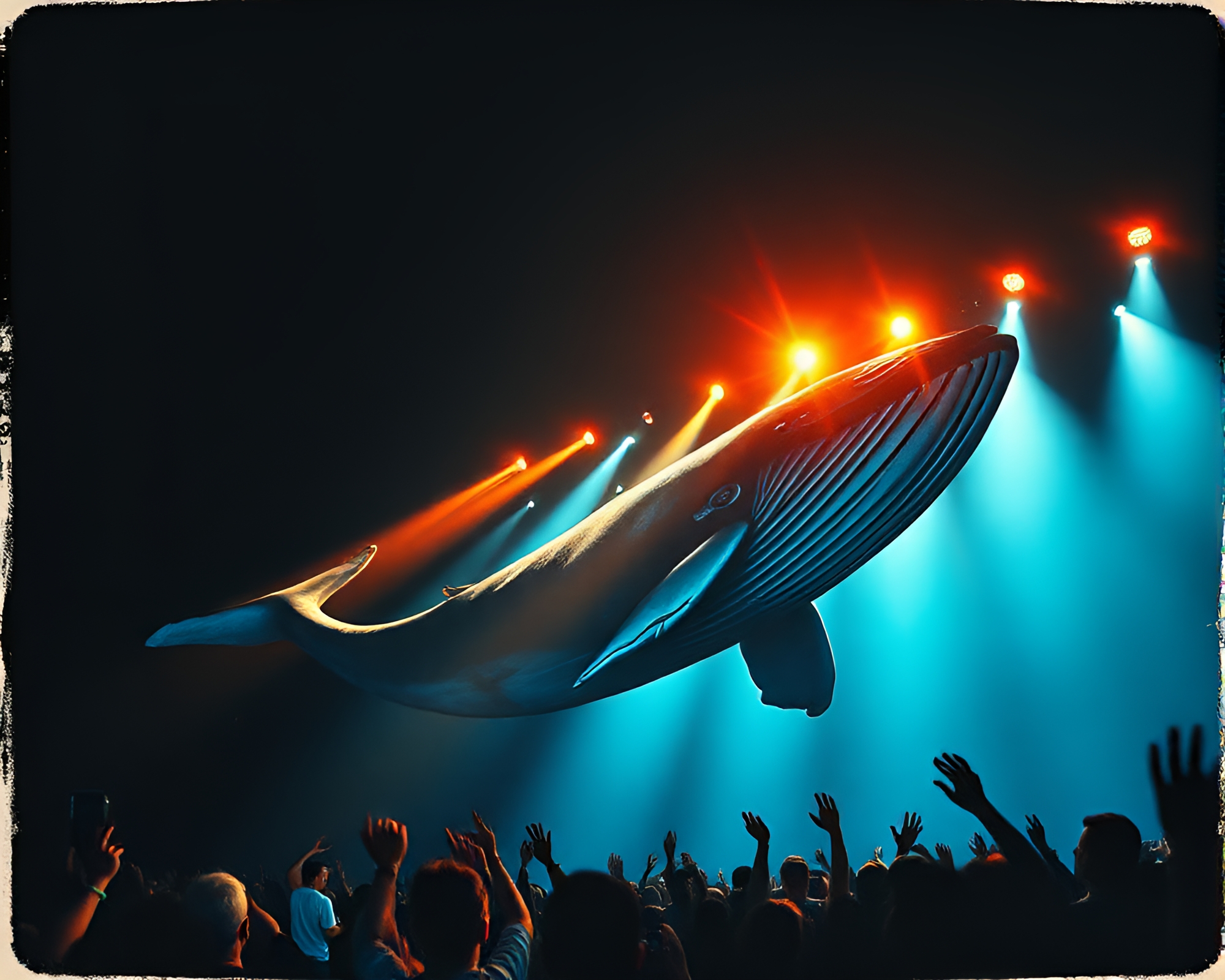 Whale’s Eye View: Concert Stage Lights – free AI stock image