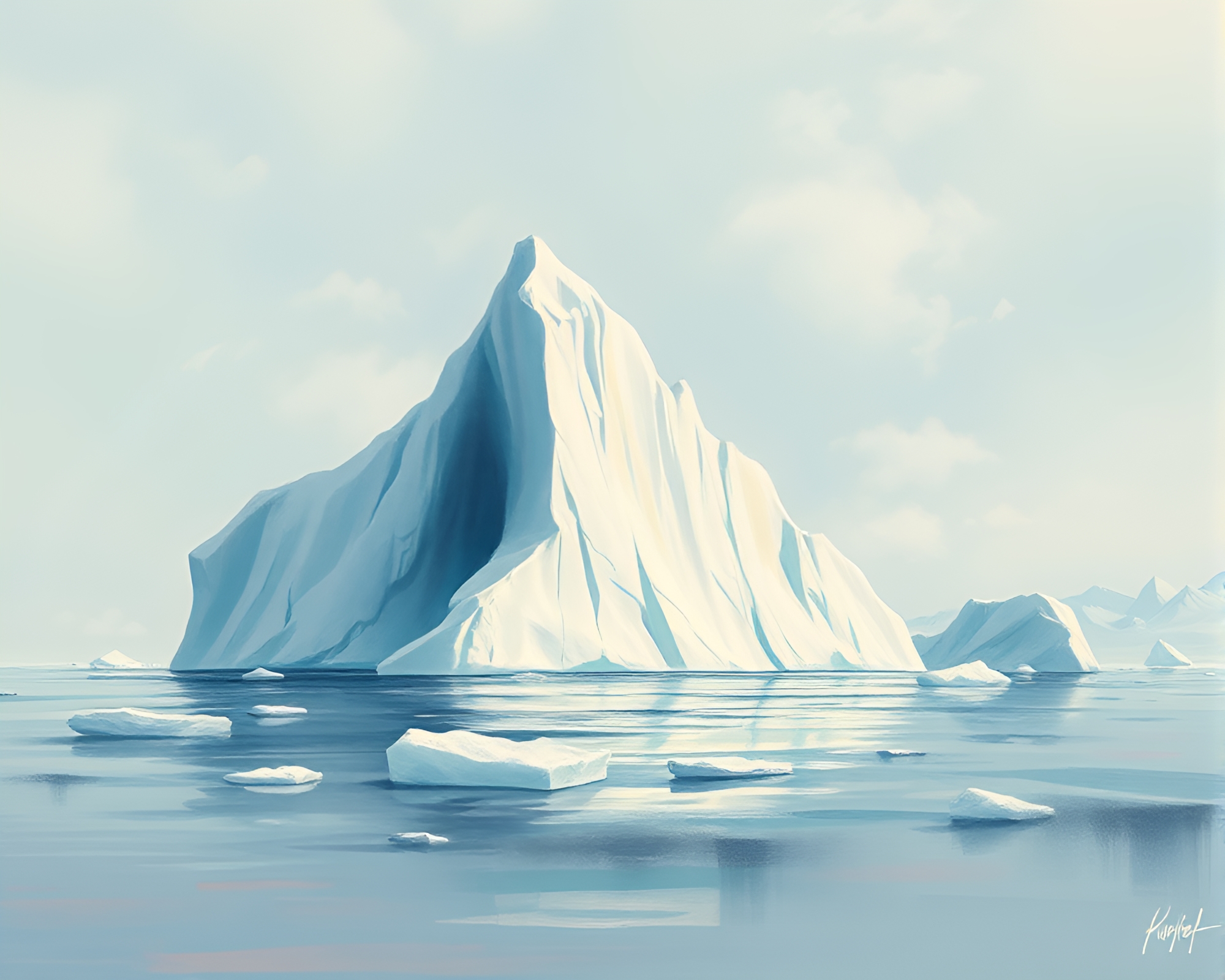 Arctic Iceberg Floating in Pastel Motion Capture – free AI stock image