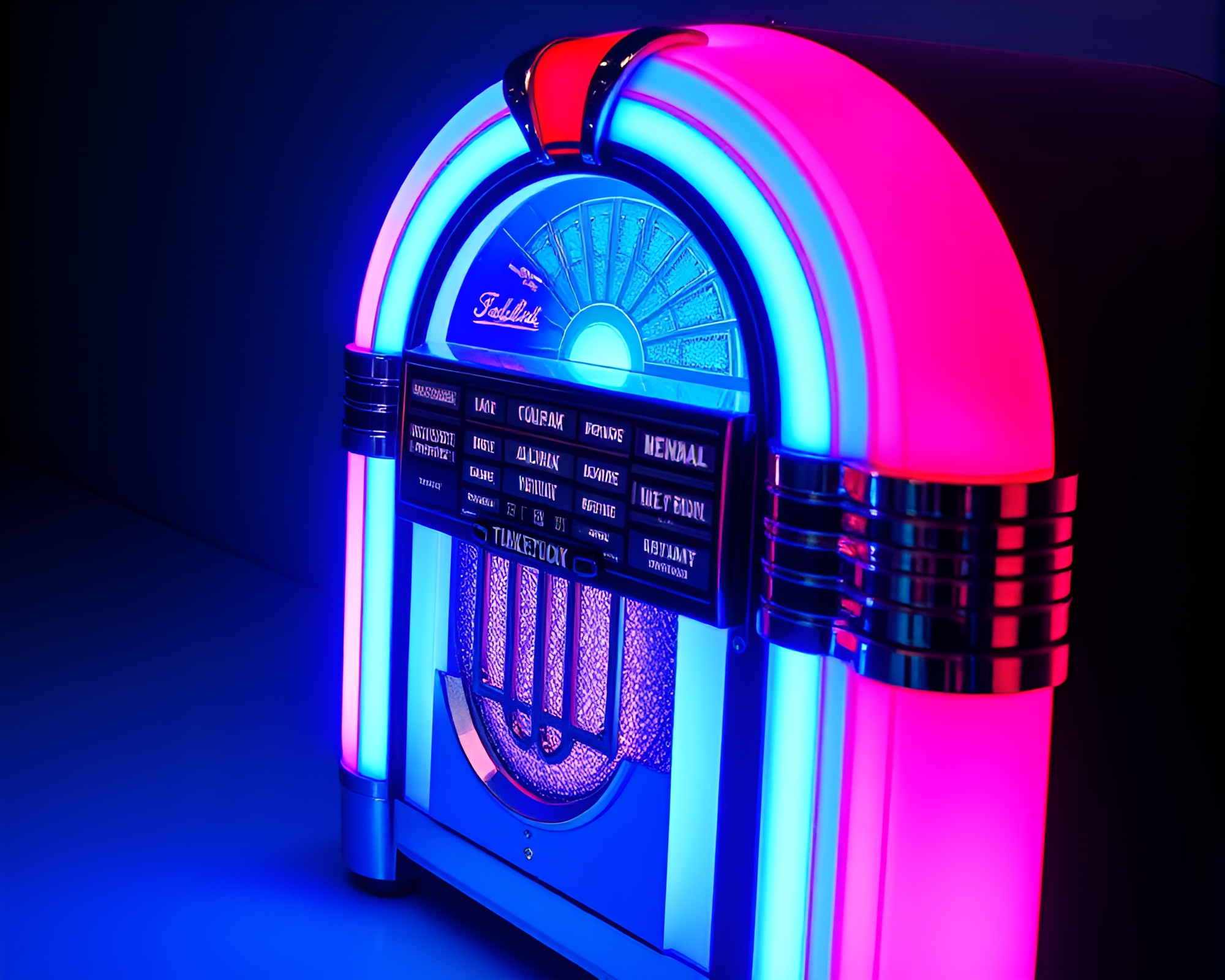 Retro Jukebox in Arctic Blue Fiber Optics Setting – free AI stock image