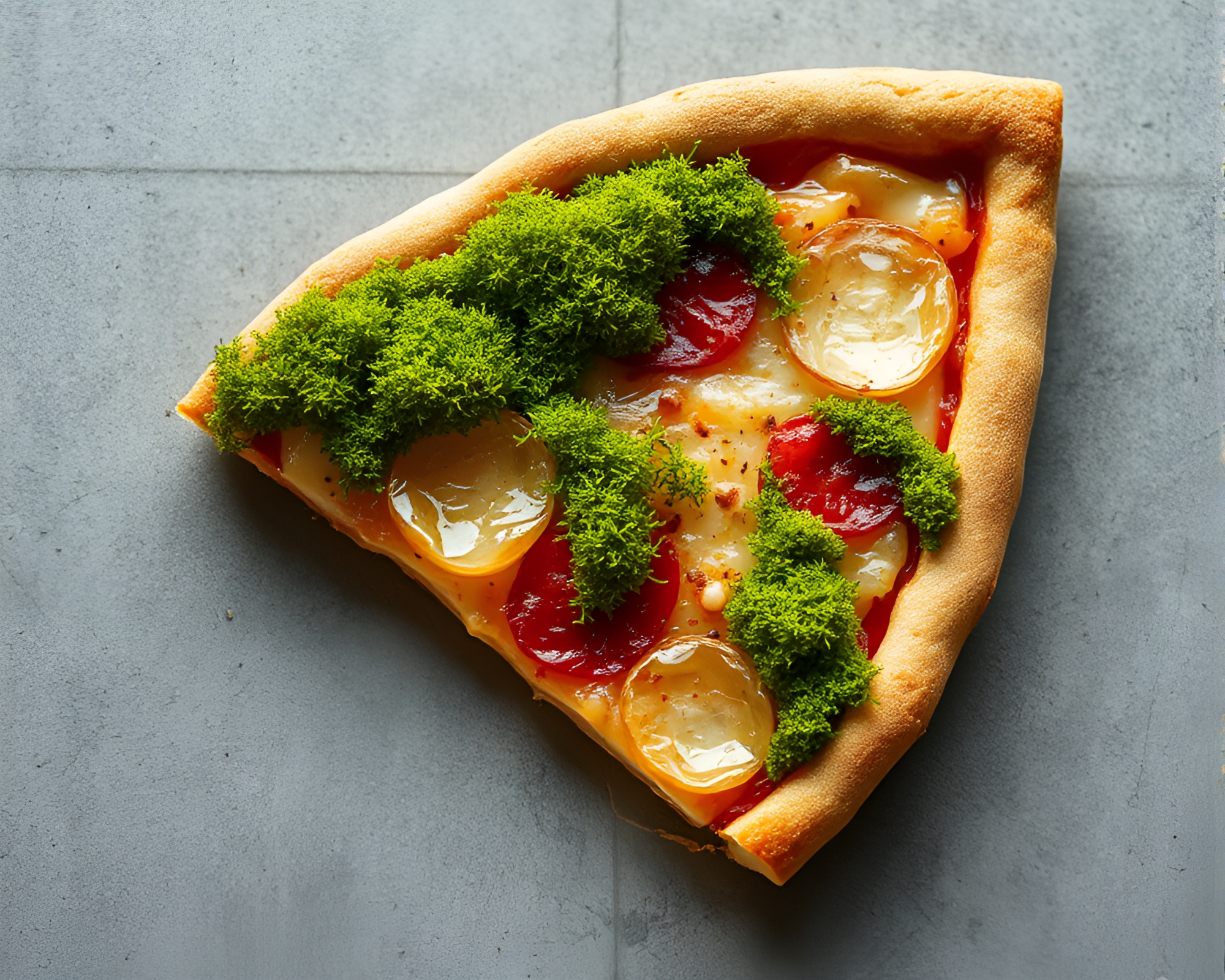 Mossy Pizza Slice Tranquility – free AI stock image