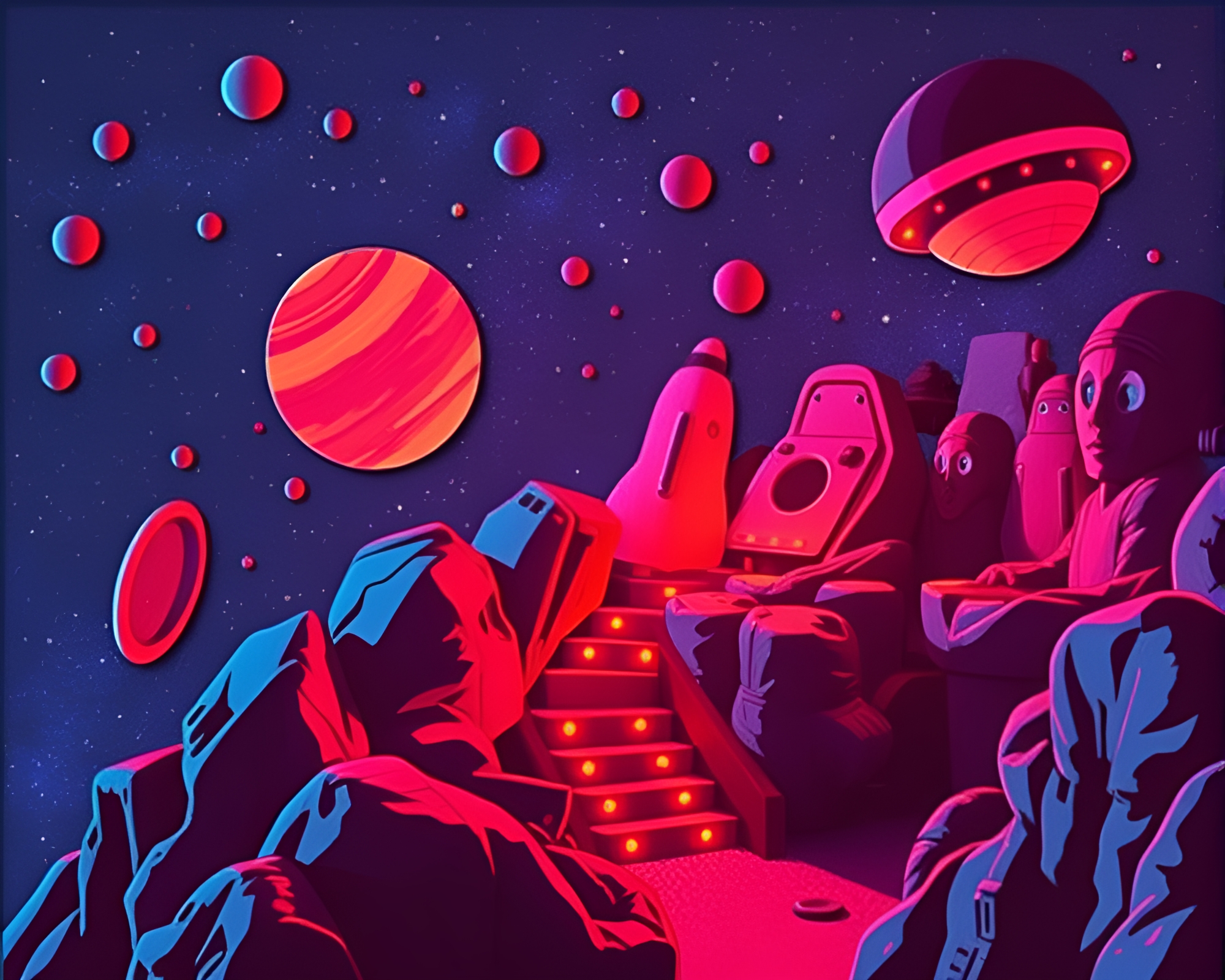 Cutout Space Habitat under Club Strobe Lights – free AI stock image