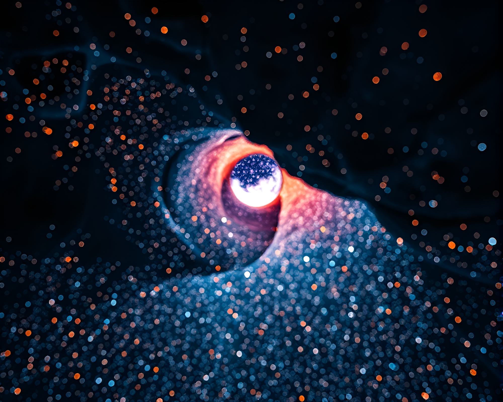 Starry Cavern: Pointillist Dots Illuminate Underground World – free AI stock image