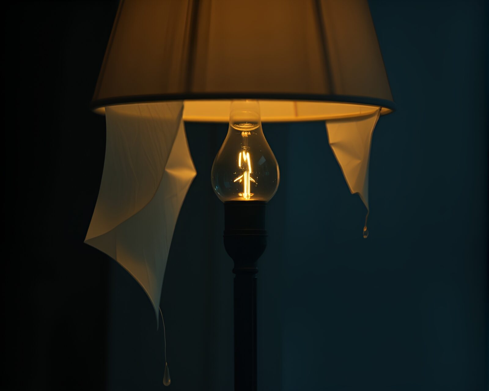 Double exposure photo of paper tears under bright lamp
