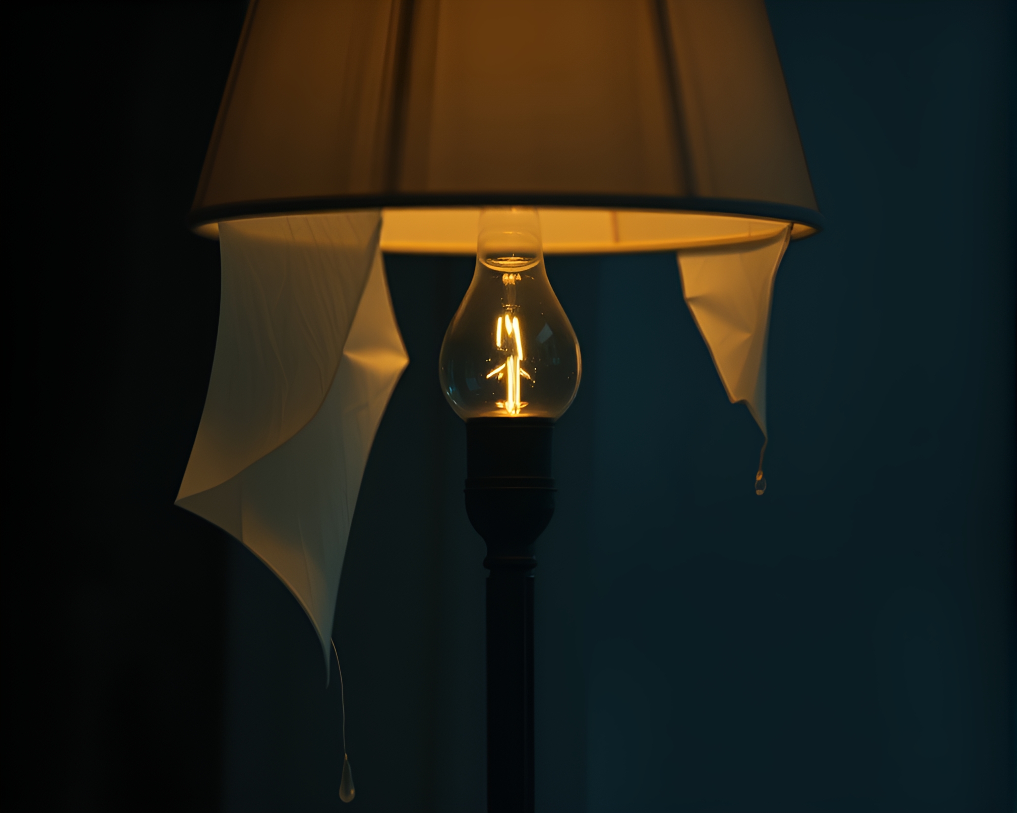 Ethereal Lamp Illuminates Torn Paper World – free AI stock image