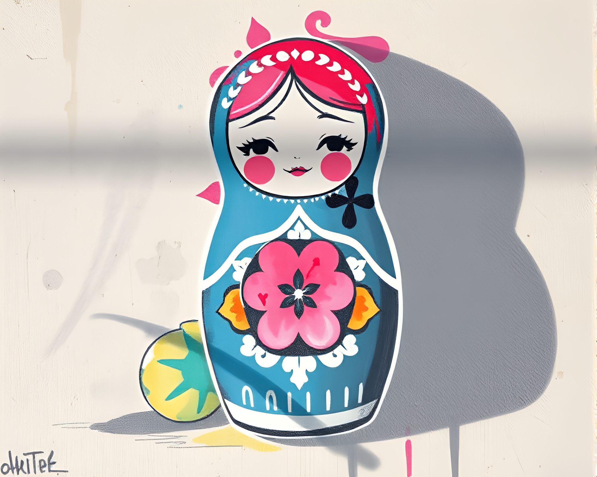 Matryoshka Doll Stencil Shadow Art Graffiti – free AI stock image