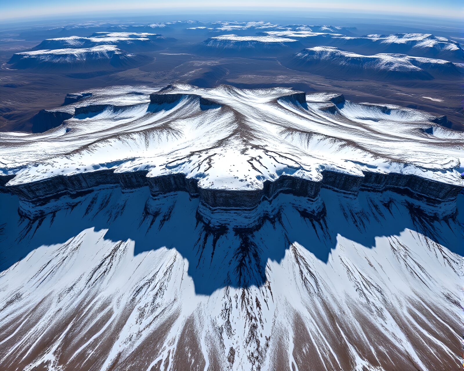 A mesmerizing AI-generated portrayal of an icy cliffside bathed in shadows