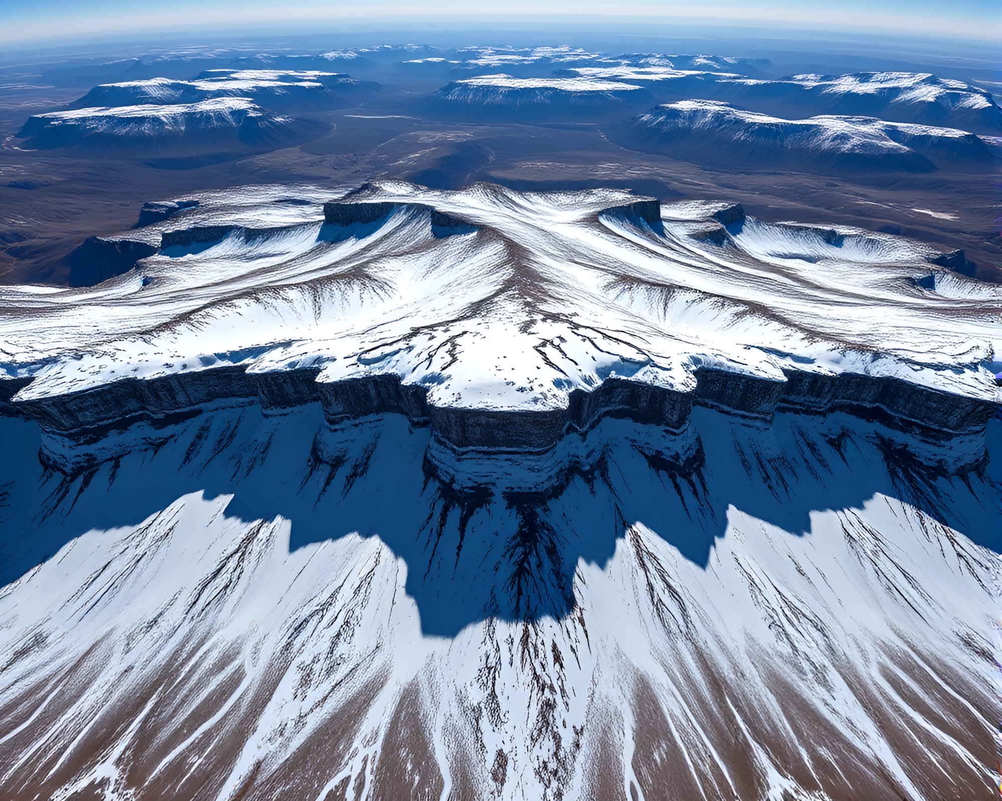 Northern Tundra Ice Cliff Casting Shadow Symmetry – free AI stock image