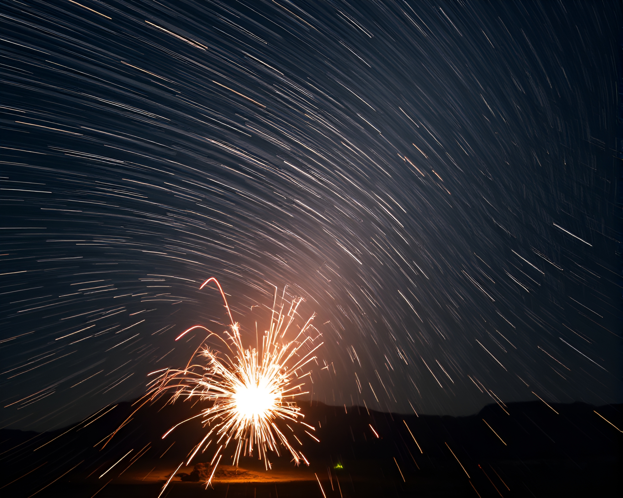 Majestic Centaur Amid Sparkler Trails and Volcanic Ash Glow – free AI stock image
