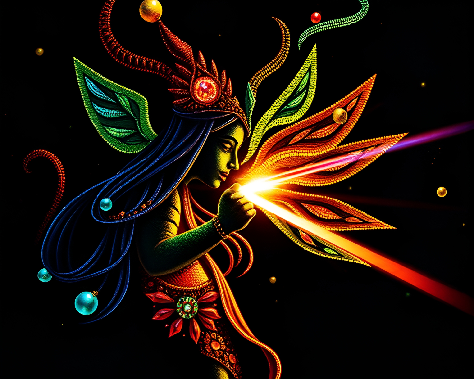 Mesmerizing Djinn with Beadwork and Prism Refractions – free AI stock image