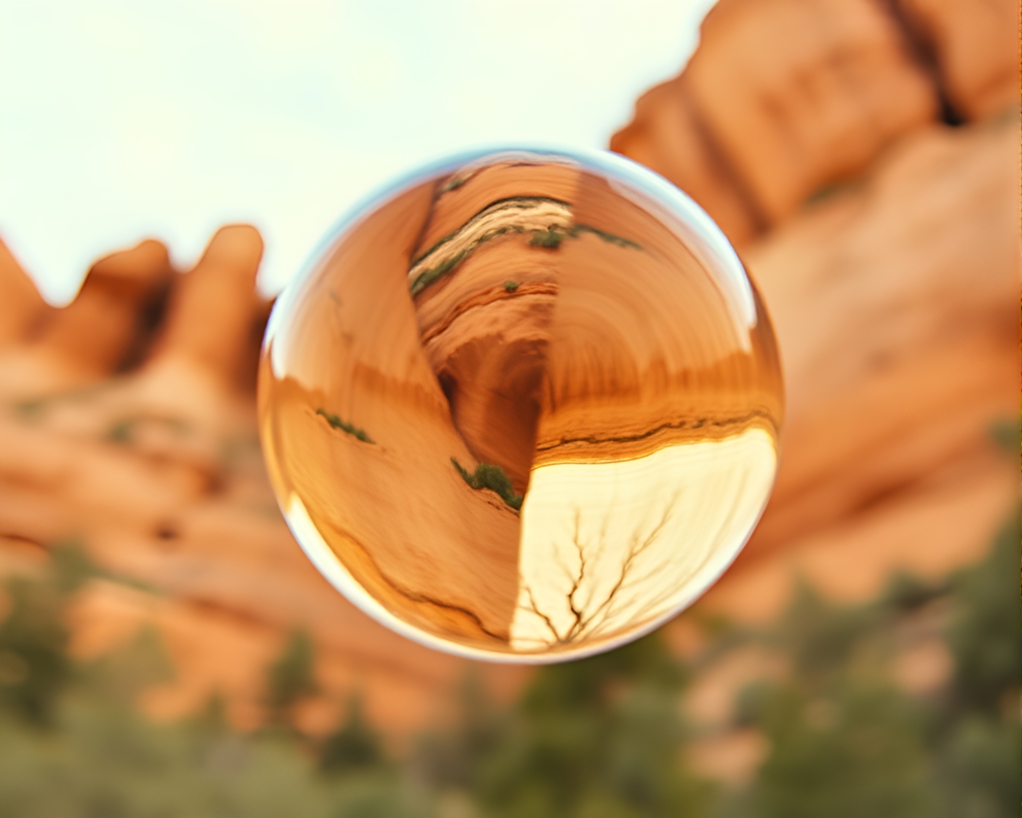 Split-Focus Diopter Glass Orb Collage in Rust Canyon – free AI stock image