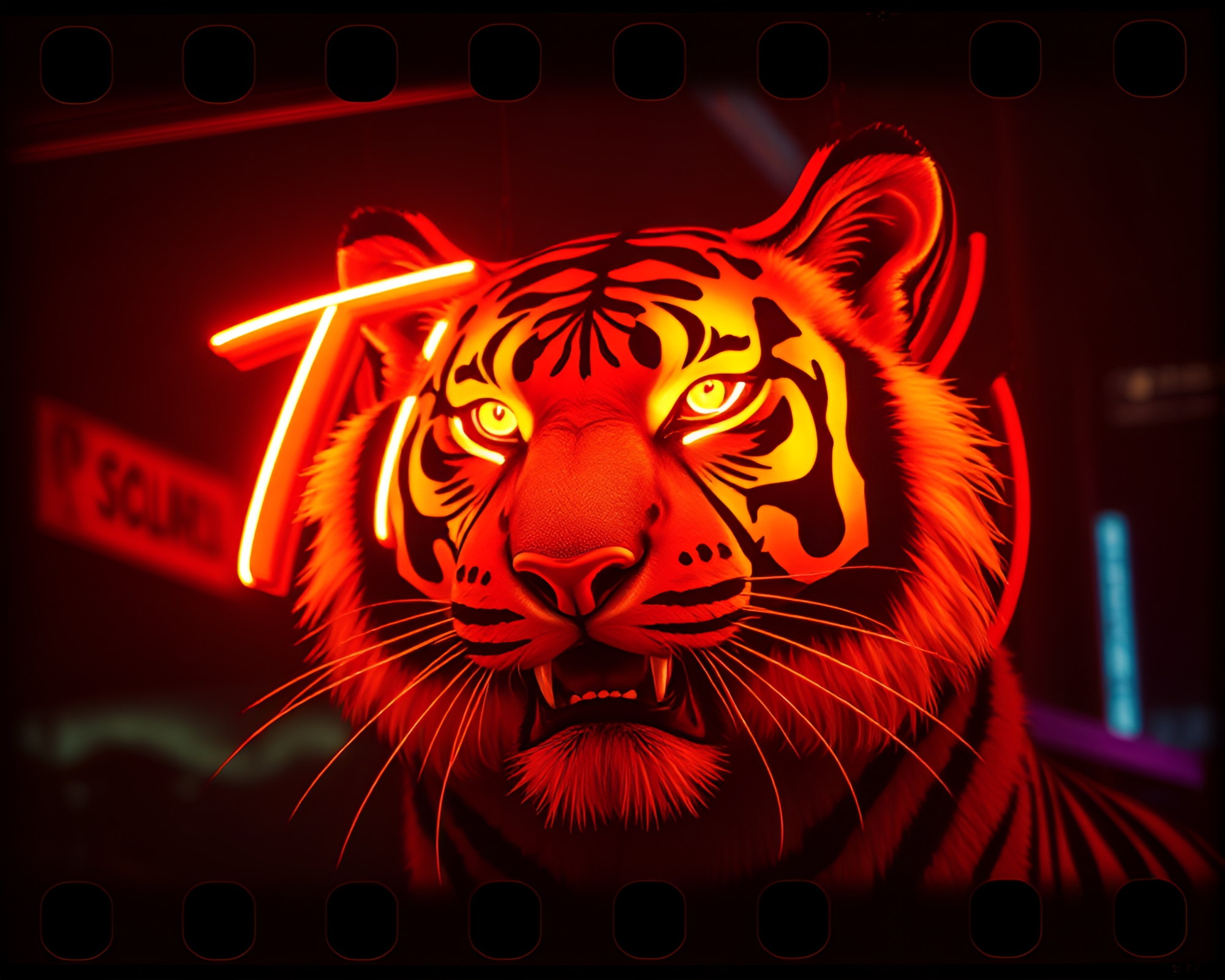 Tiger King at Golden Hour: Vintage Film Reel Scene – free AI stock image