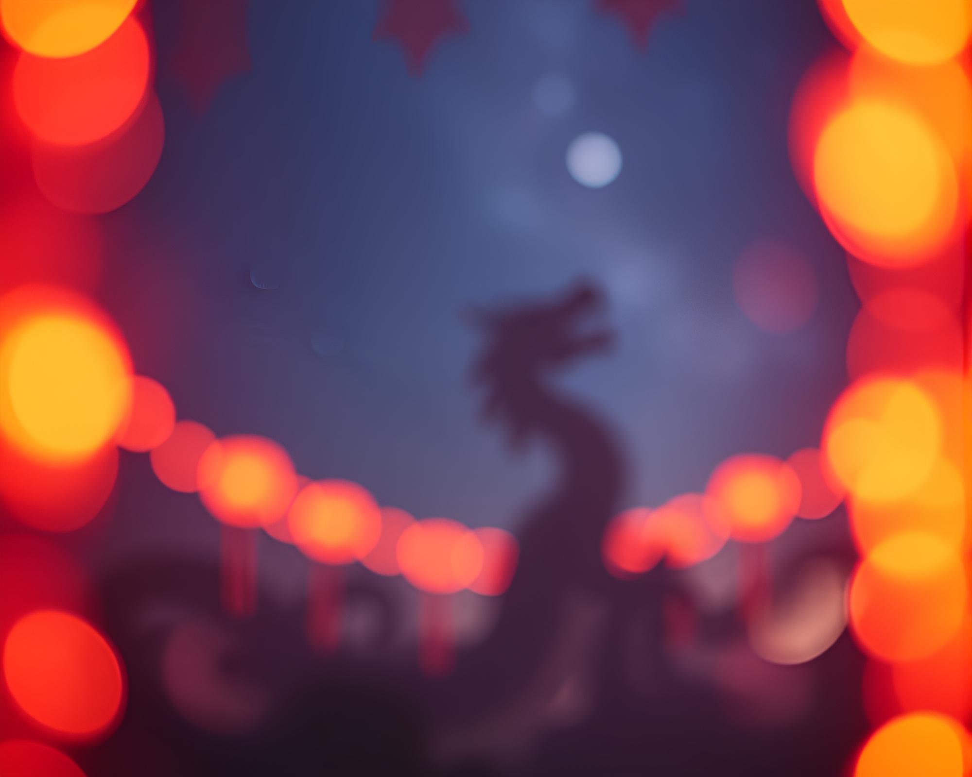 Ethereal Celestial Dragon Amid Bokeh Foreground – free AI stock image