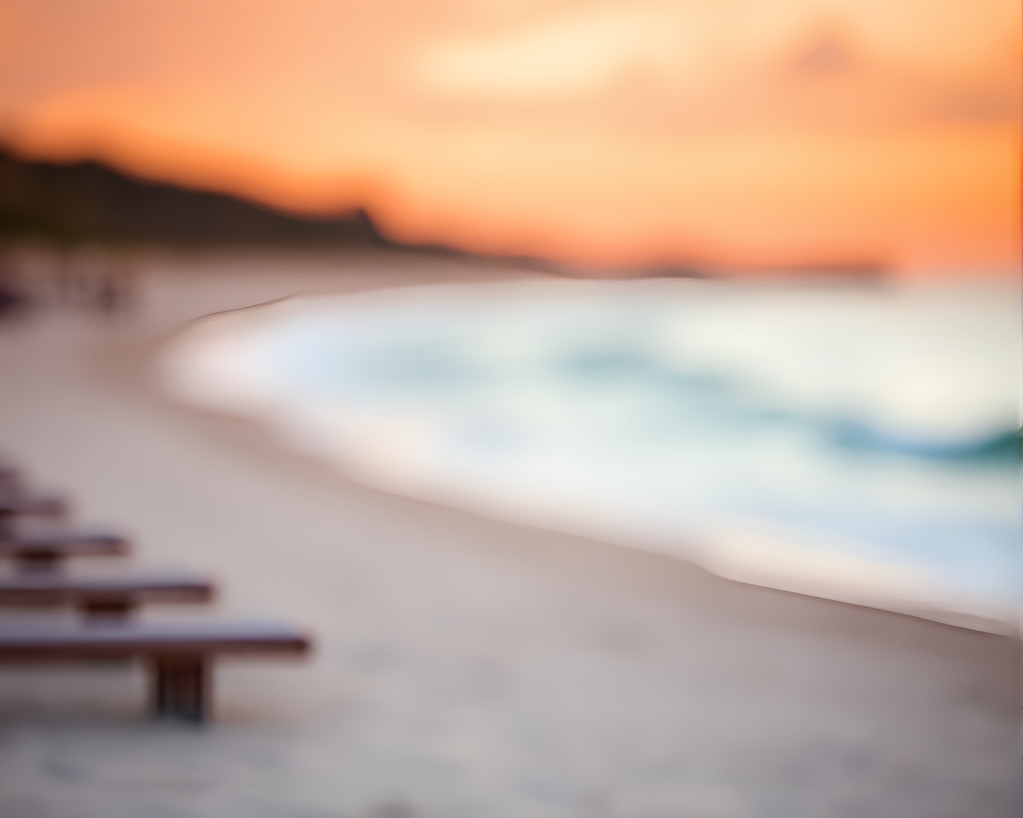 Sandy Sunset Stereograph with Bokeh Foreground – free AI stock image