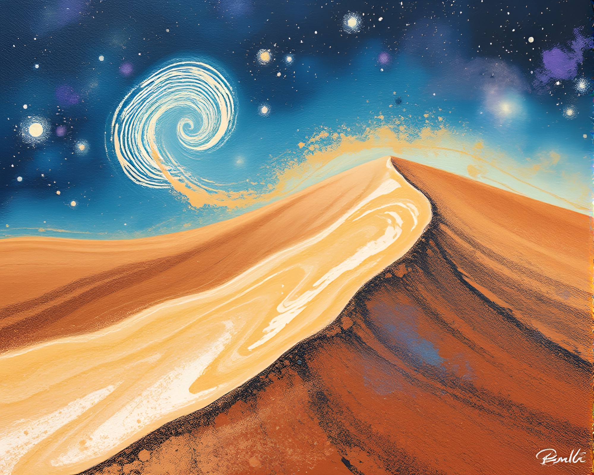 Swirling Fingerprint in Cosmic Sand Dune Universe – free AI stock image
