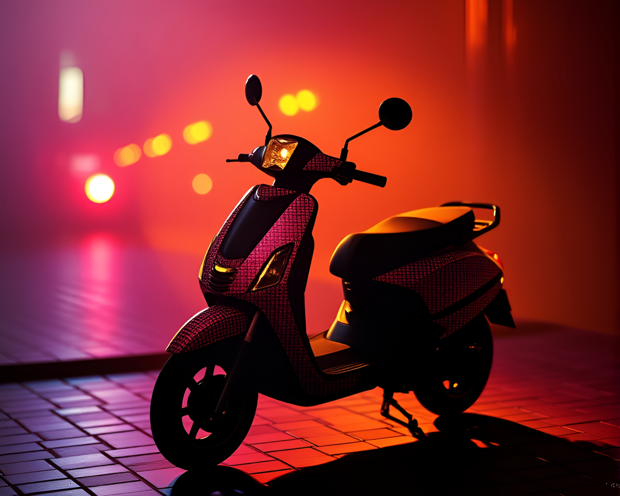 Electric Scooter Mosaic Silhouette Artwork – free AI stock image
