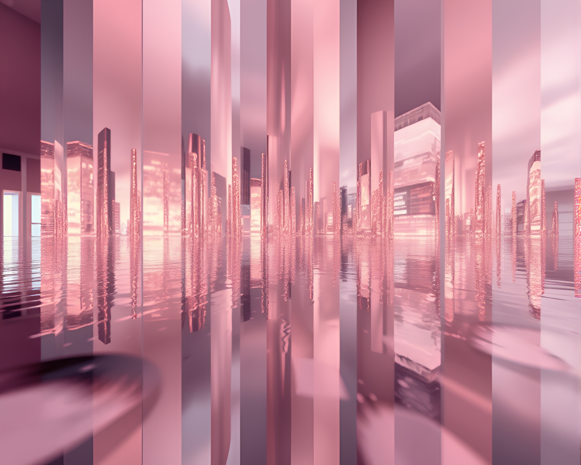 Baguette Reflections in Muted Fractals – free AI stock image