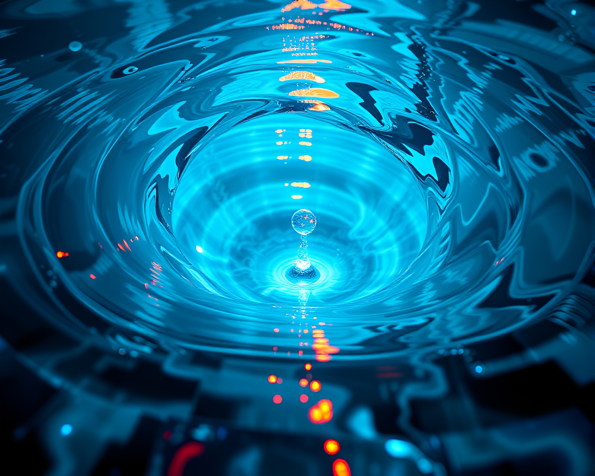 Vibrant Water Whirlpool in Colorful Mirror Maze – free AI stock image