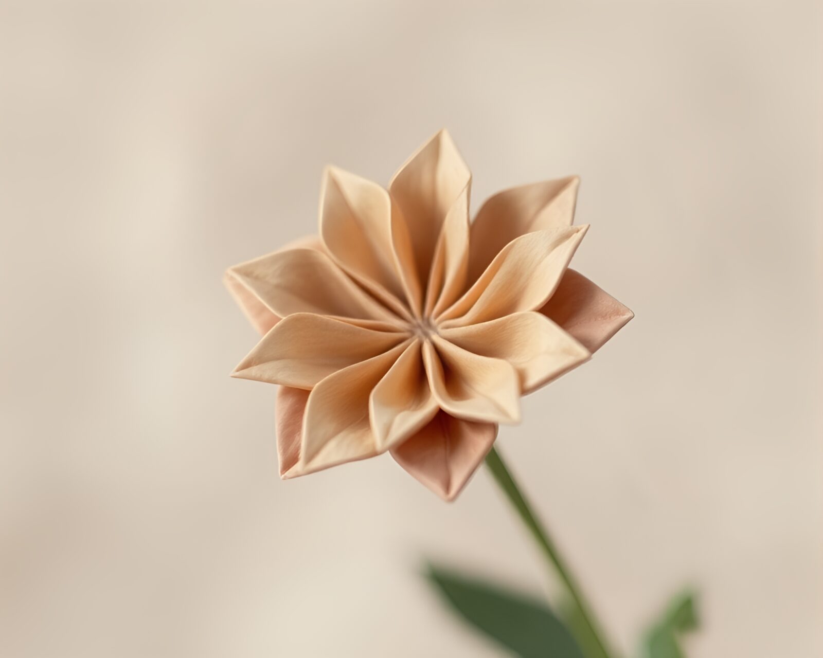 Tenebrism art style with soft focus origami flower