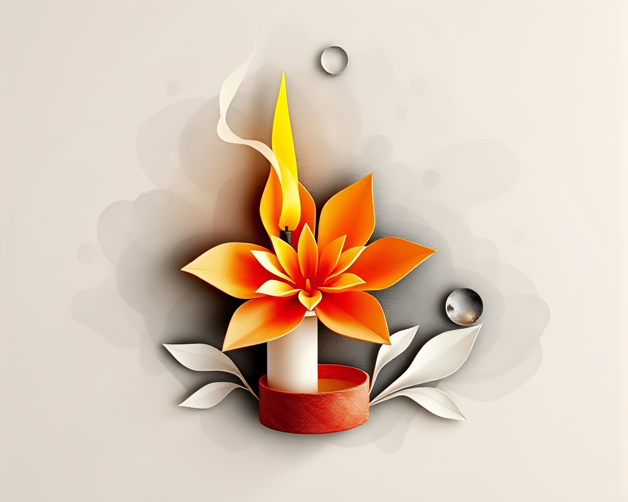 Origami Flower in Antarctic Candle Smoke Whiteout – free AI stock image