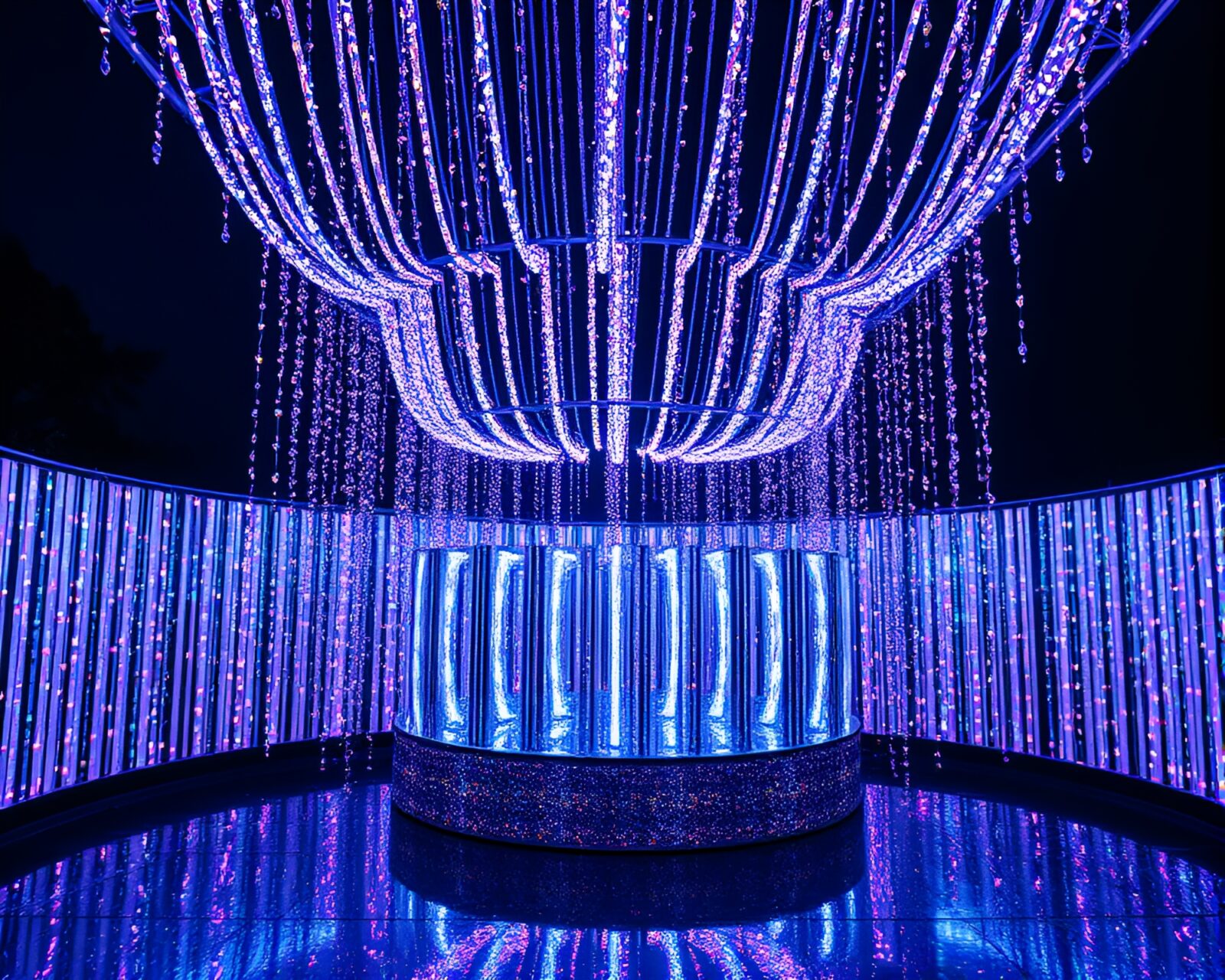 Colorful hologram floating in serene glitter dust atmosphere.